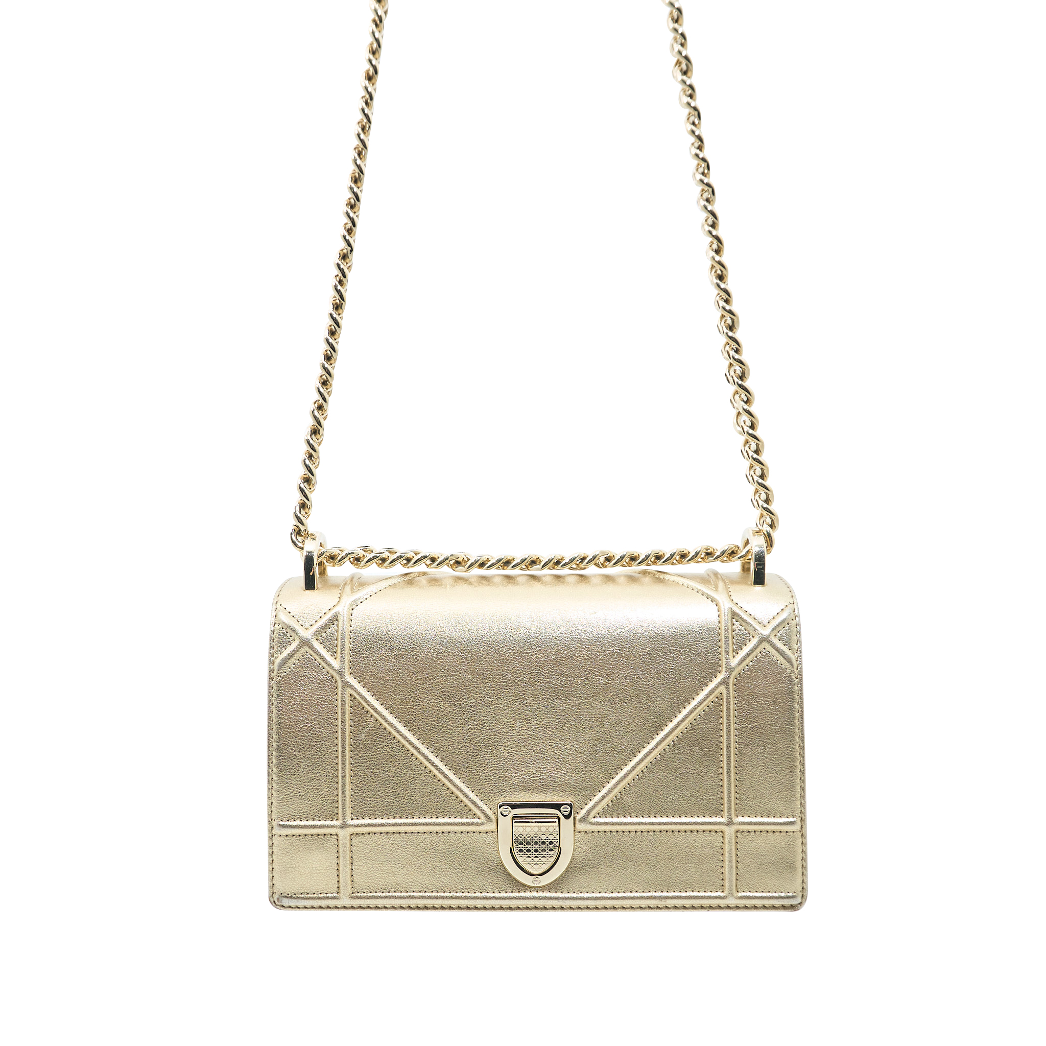 Christian Dior Diorama Metallic Gold Shoulder Bag