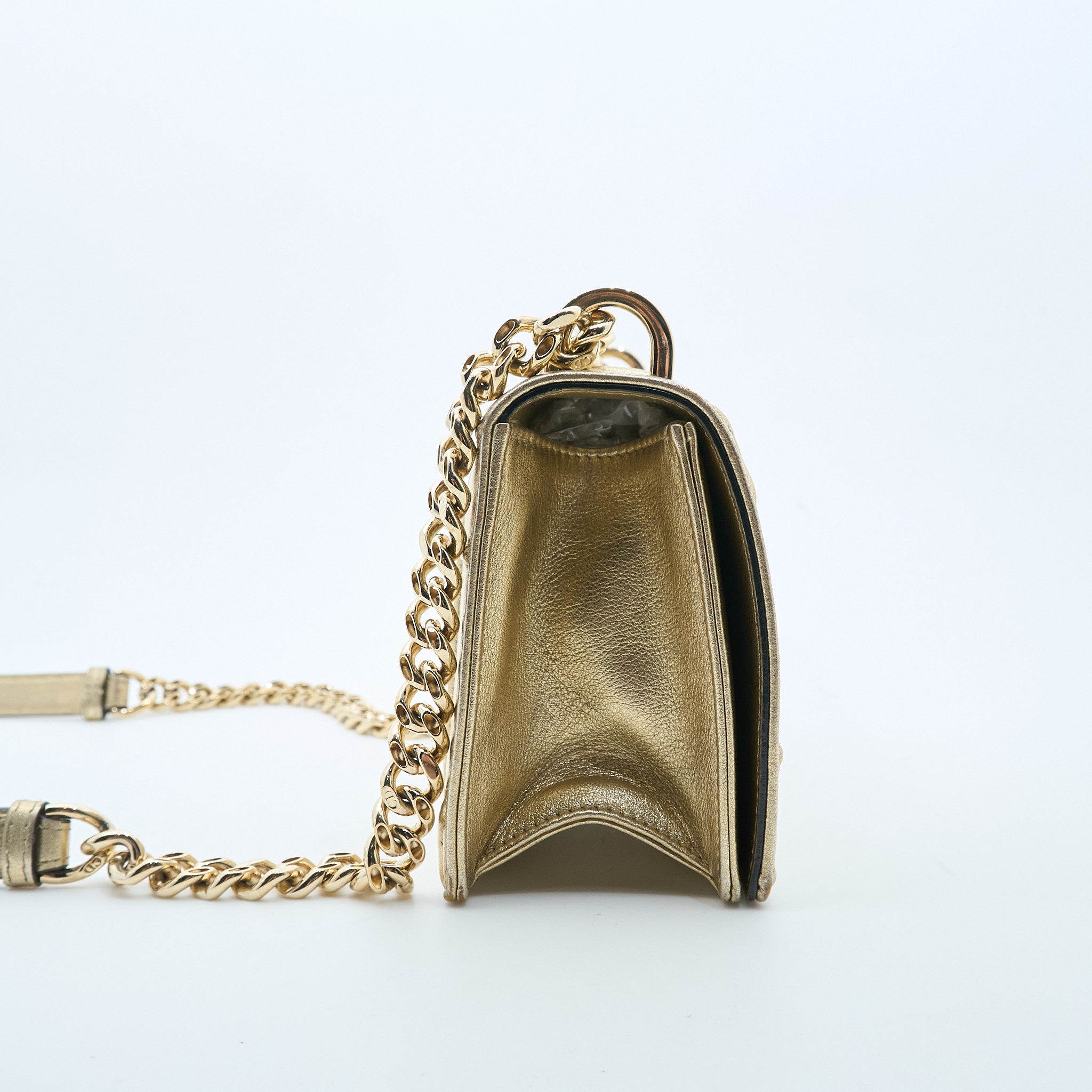 Christian Dior Diorama Metallic Gold Shoulder Bag