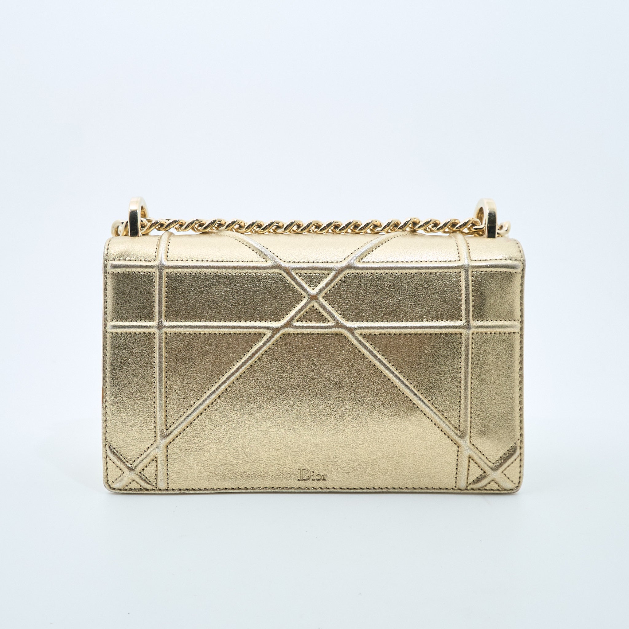 Christian Dior Diorama Metallic Gold Shoulder Bag