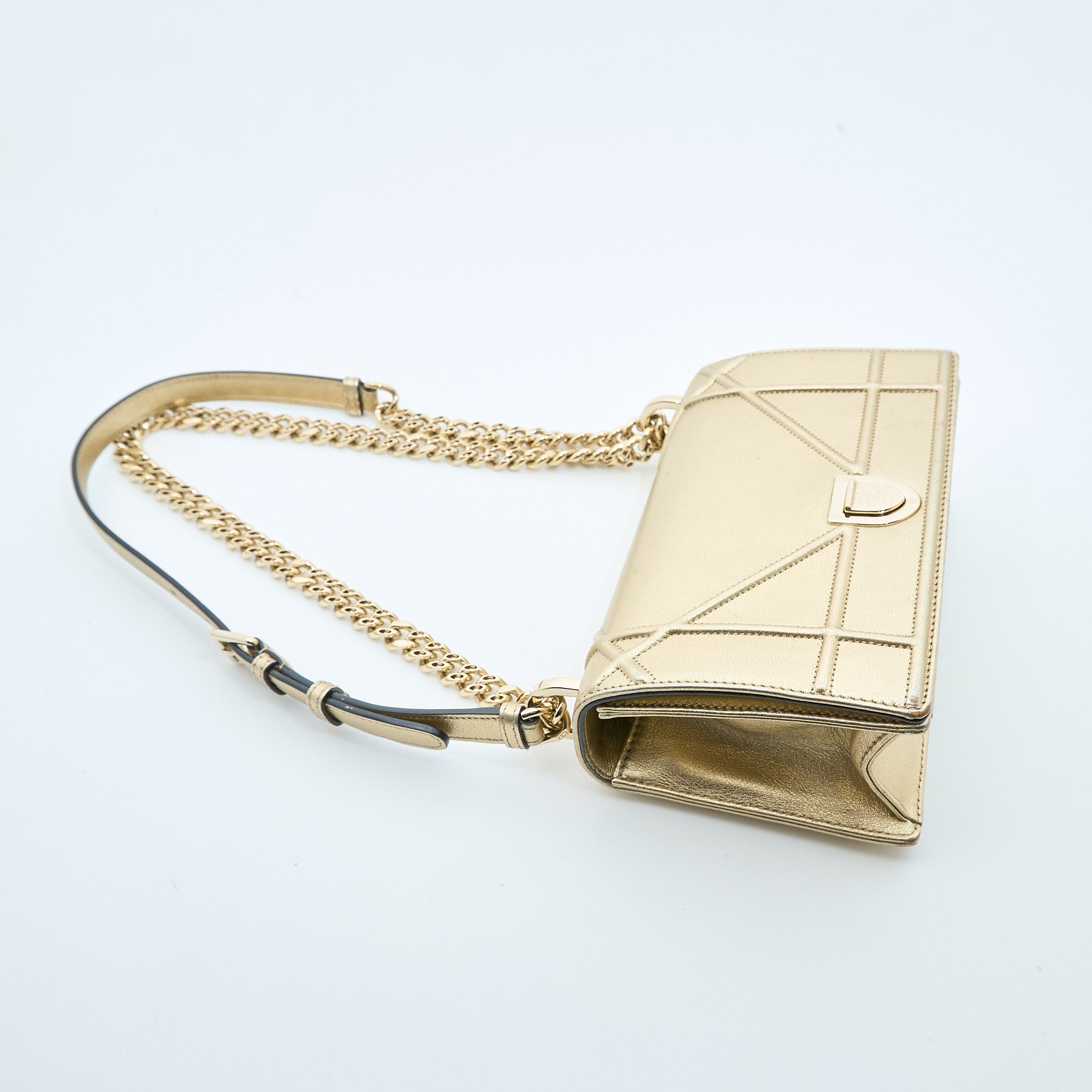 Christian Dior Diorama Metallic Gold Shoulder Bag