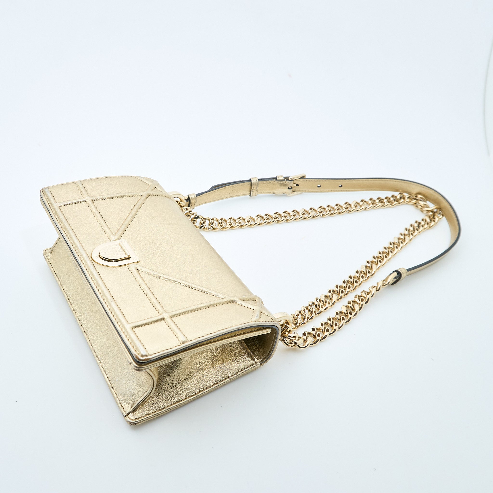 Christian Dior Diorama Metallic Gold Shoulder Bag