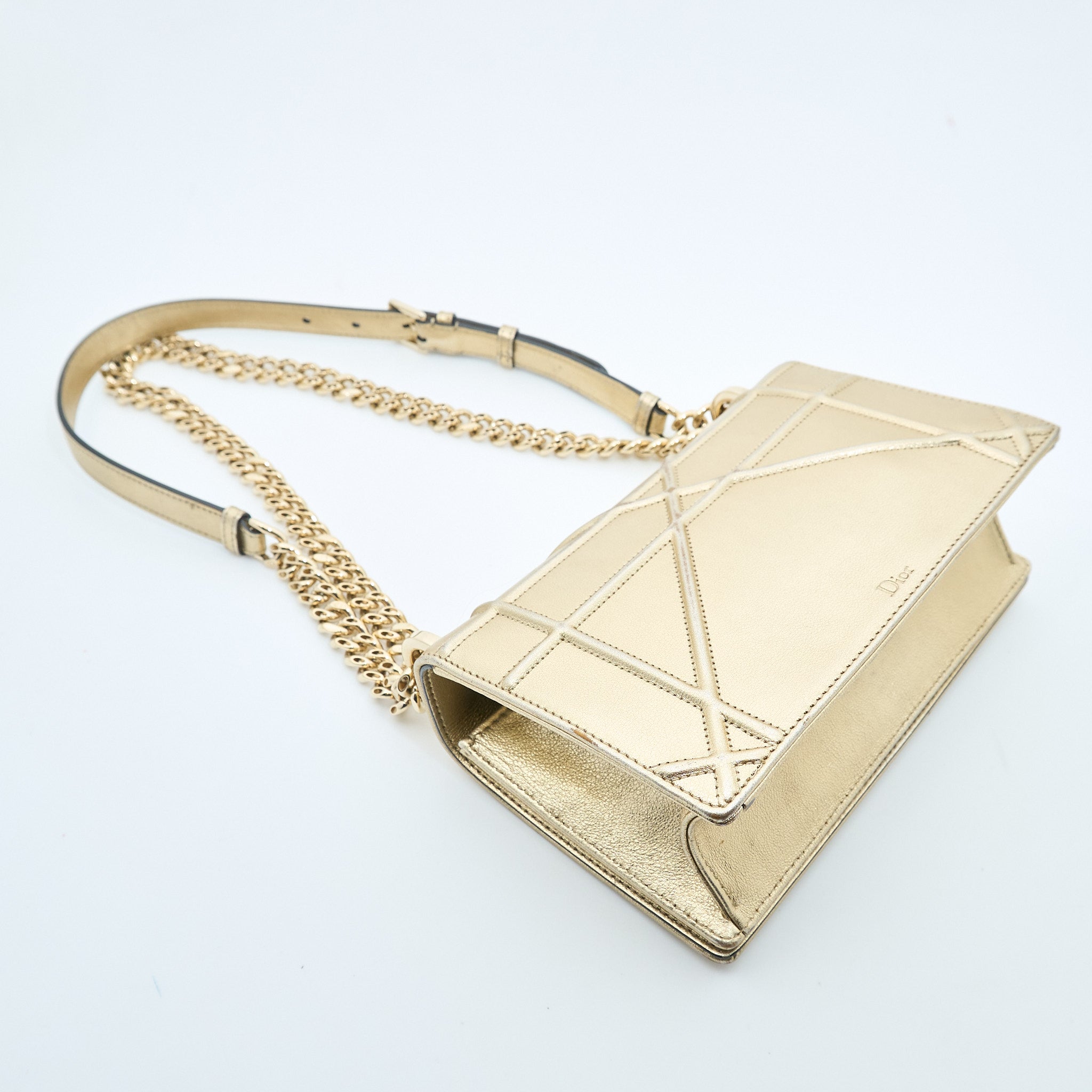 Christian Dior Diorama Metallic Gold Shoulder Bag