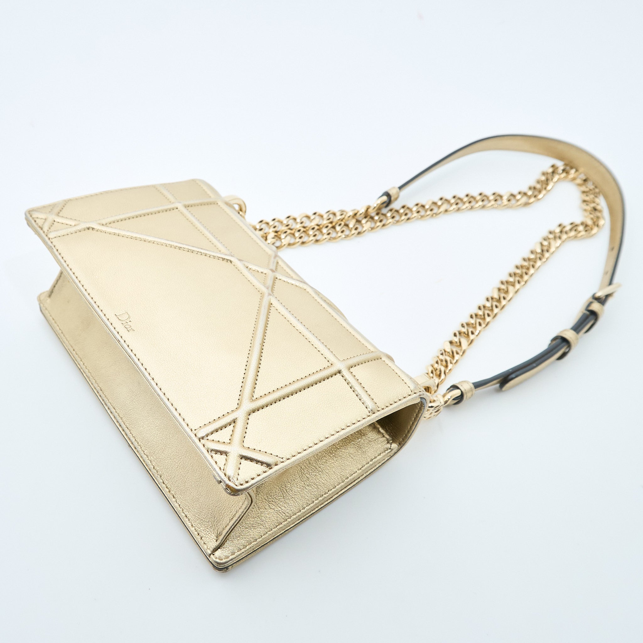 Christian Dior Diorama Metallic Gold Shoulder Bag