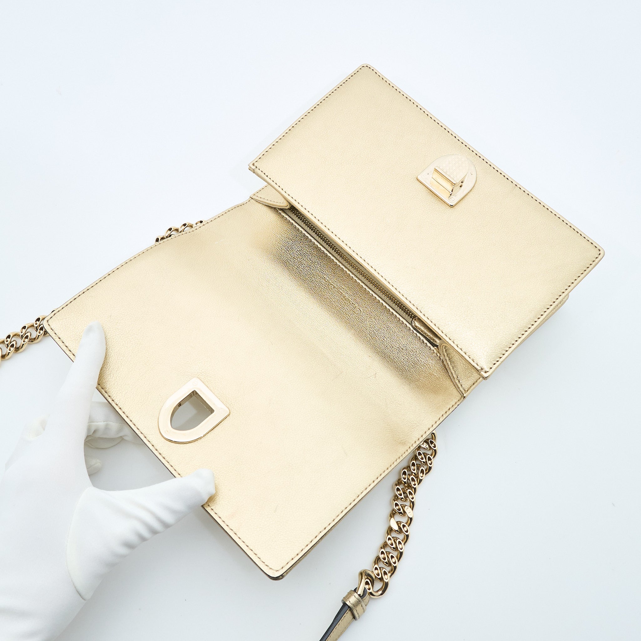 Christian Dior Diorama Metallic Gold Shoulder Bag