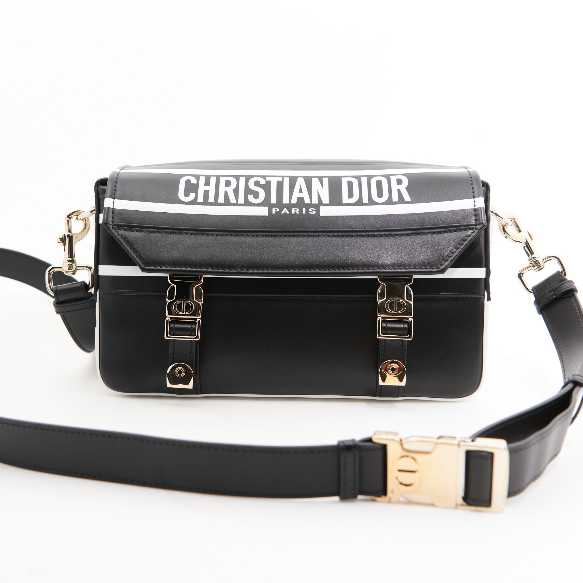 Christian Dior Leather Campbag in Black and White