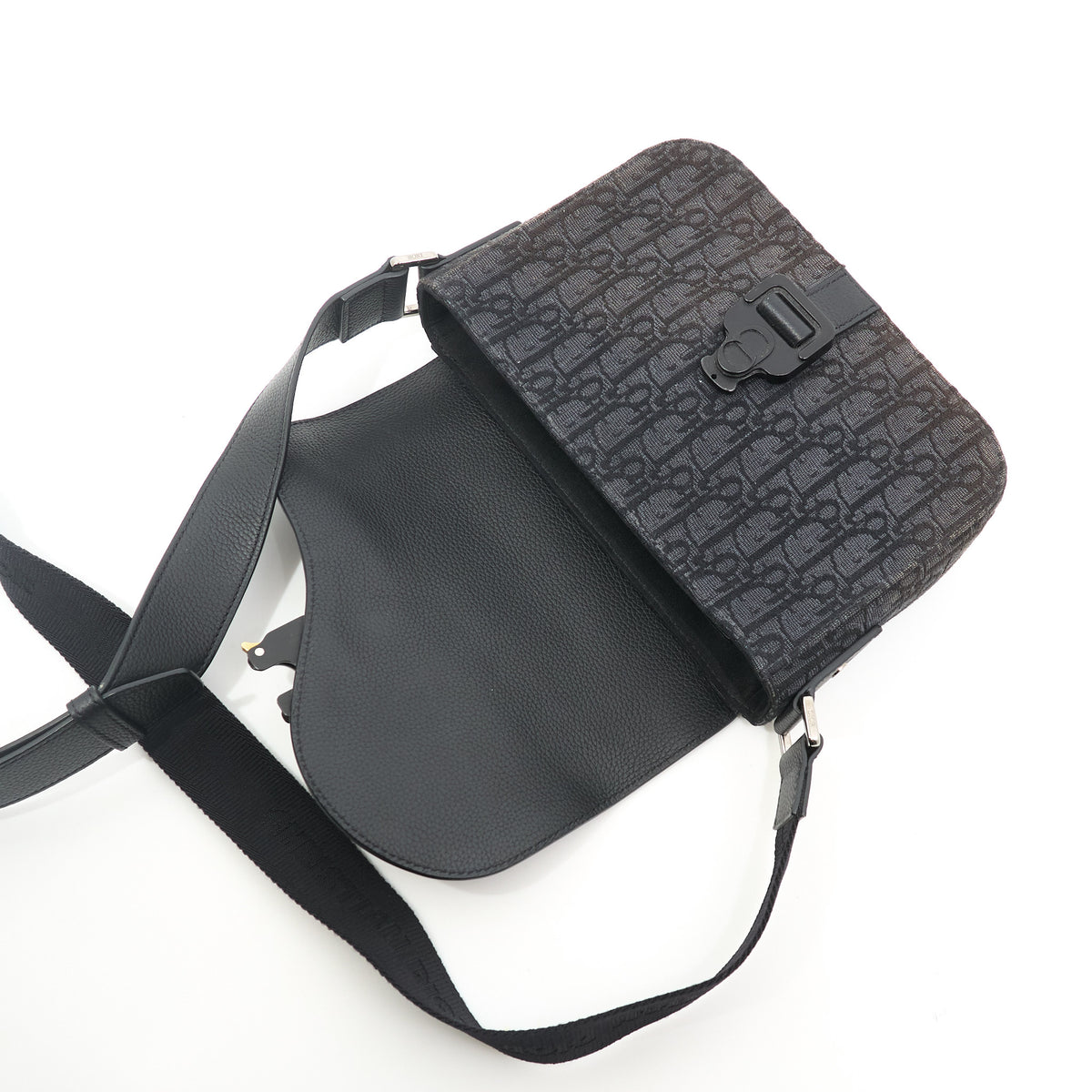 Christian Dior Saddle Messenger Bag Black Oblique