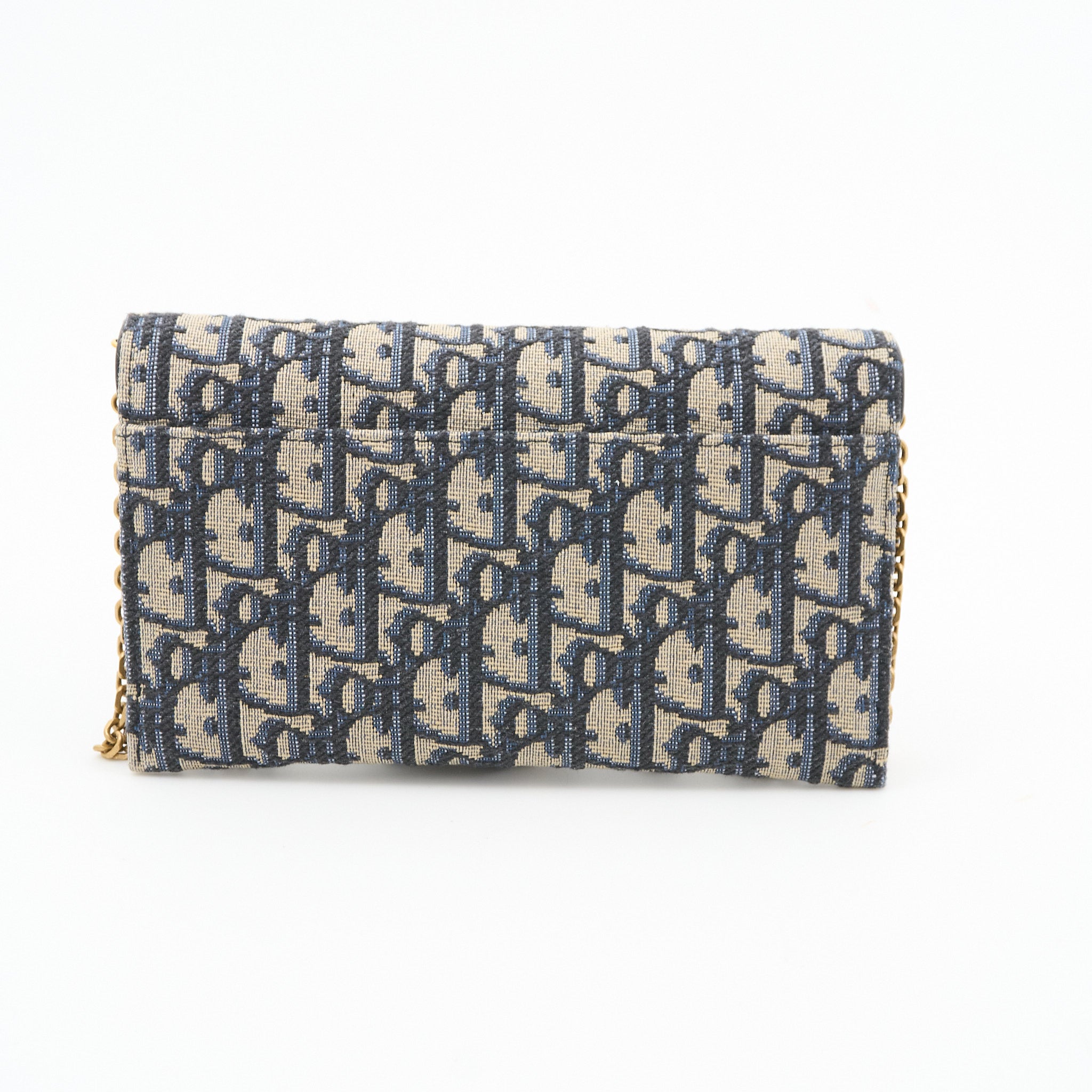 Christian Dior Saddle Wallet on Chain in Blue Oblique Monogram