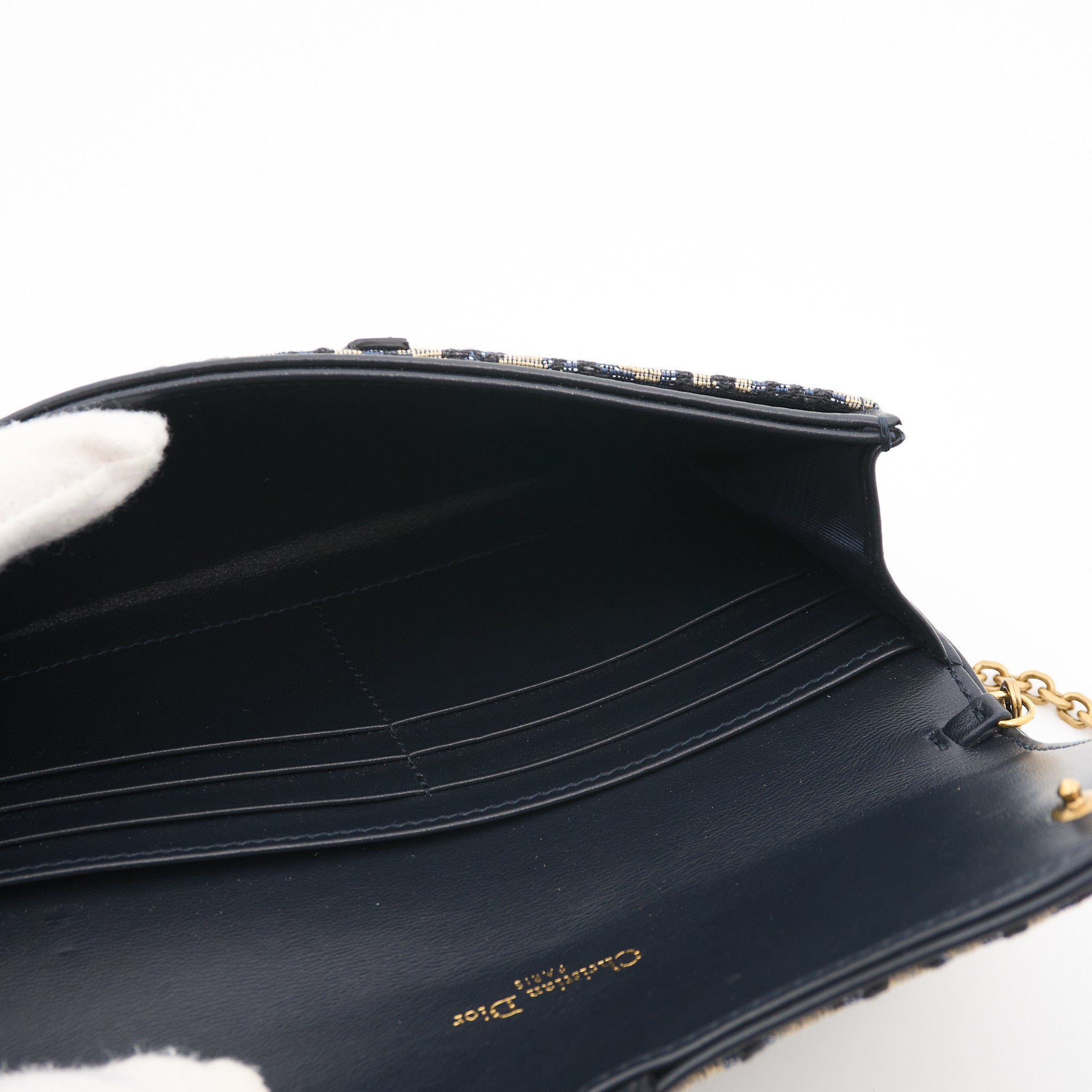 Christian Dior Saddle Wallet on Chain in Blue Oblique Monogram