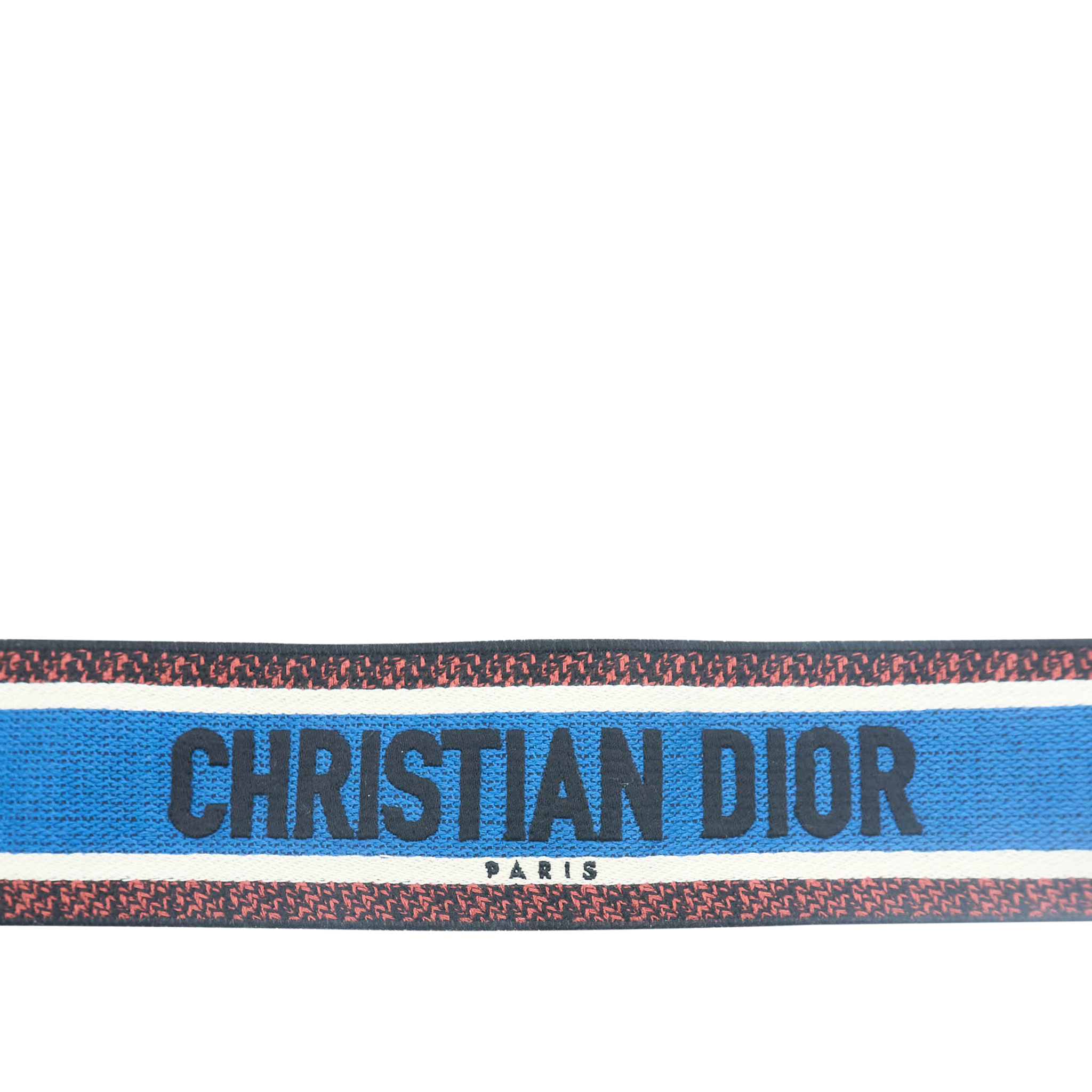 Dior Blue Embroidered Canvas & Leather Shoulder Strap