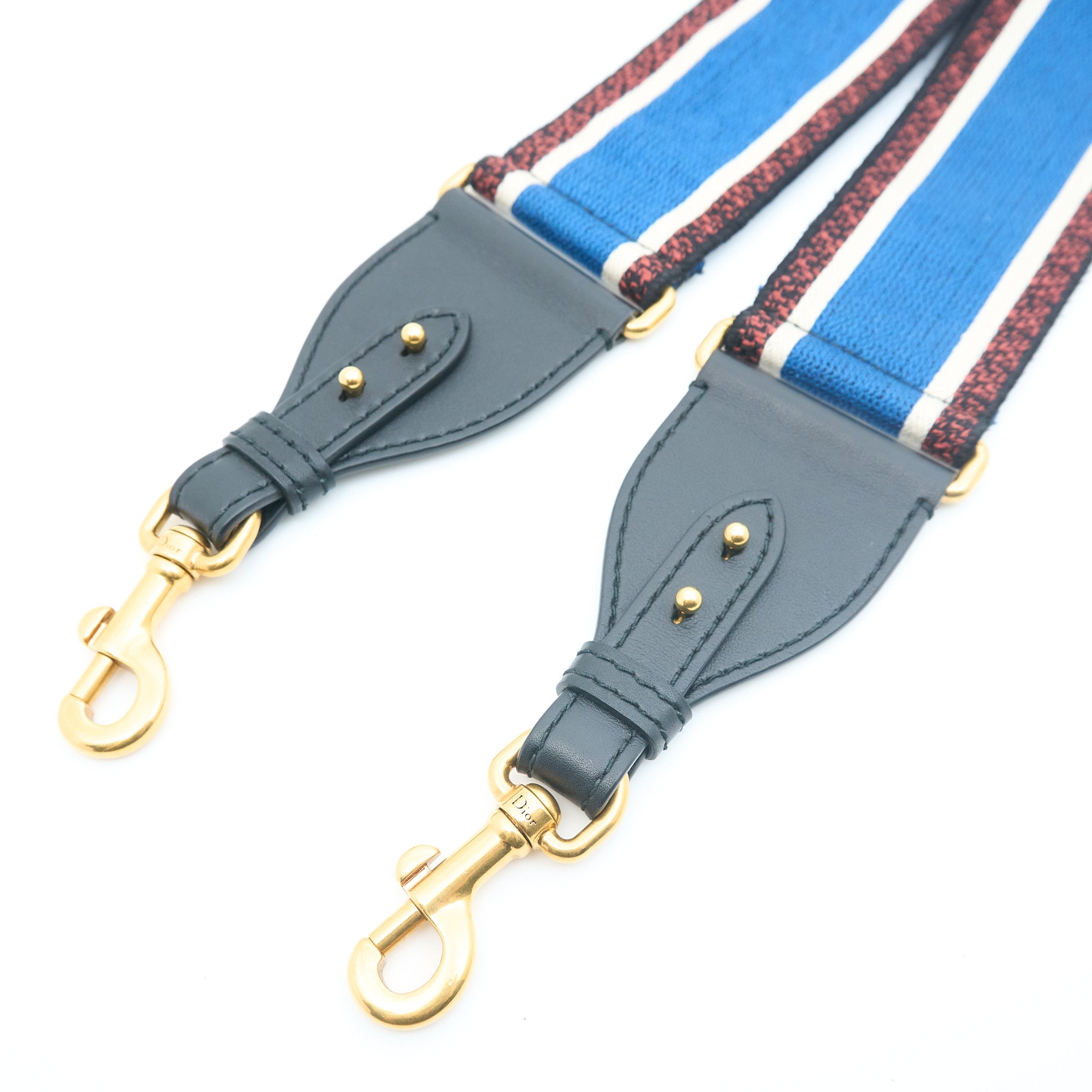 Dior Blue Embroidered Canvas & Leather Shoulder Strap