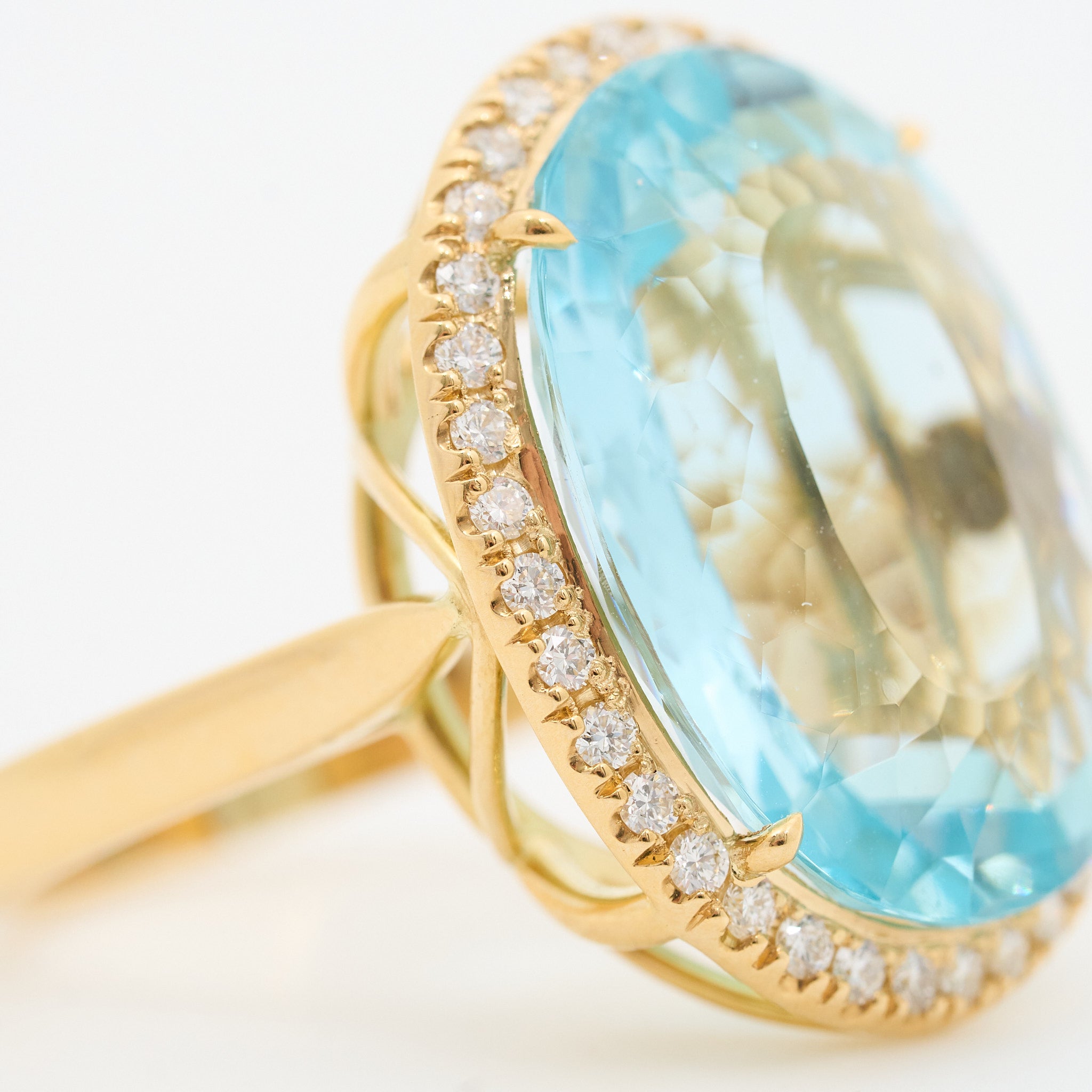 Bespoke Aquamarine & Diamonds Cluster Ring