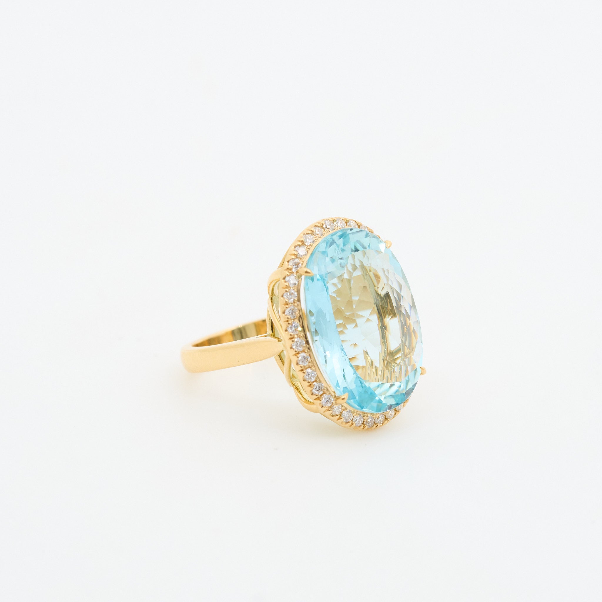 Bespoke Aquamarine & Diamonds Cluster Ring