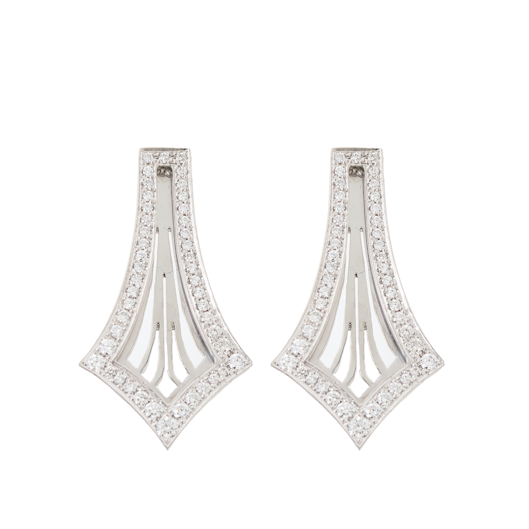 Custom by MV&Co 18ct White Gold & Diamond Drop Art Deco Earrings