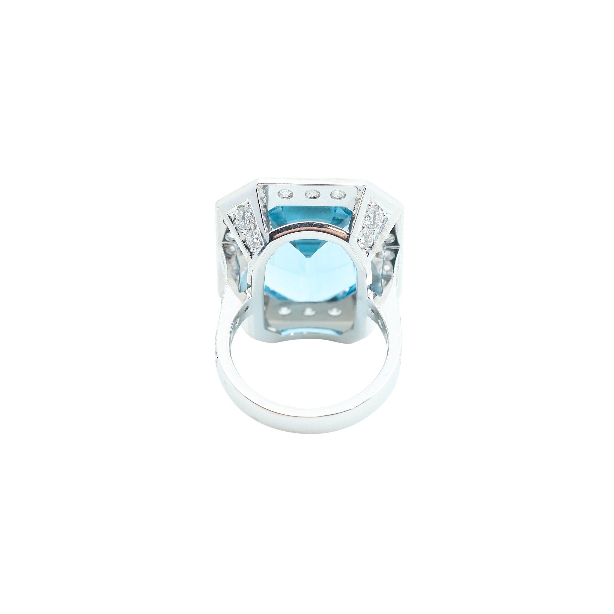 Custom by MV&Co Aquamarine & Diamond Platinum Ring