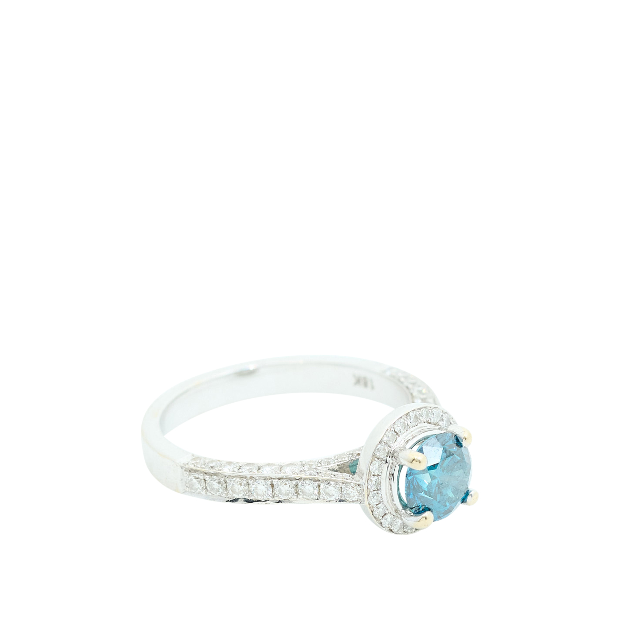 Custom MV&Co Solitaire Blue Diamond Cluster Ring