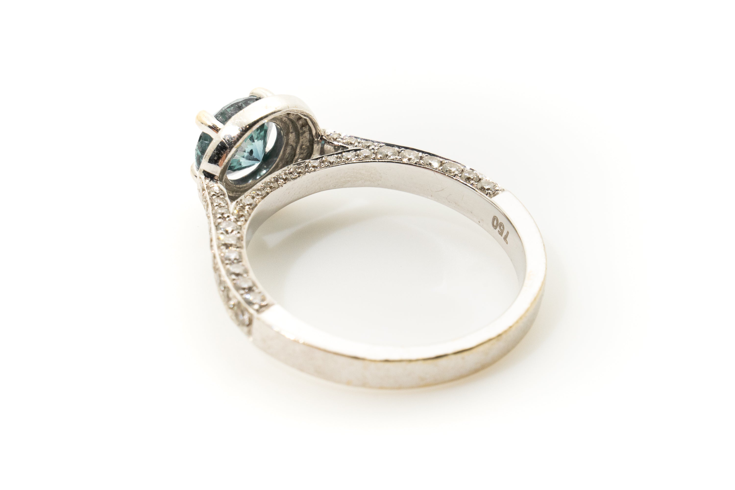 Custom MV&Co Solitaire Blue Diamond Cluster Ring