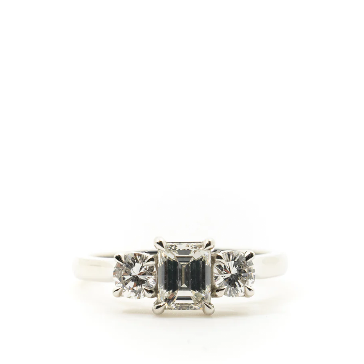 Custom Three Diamond Platinum Ring
