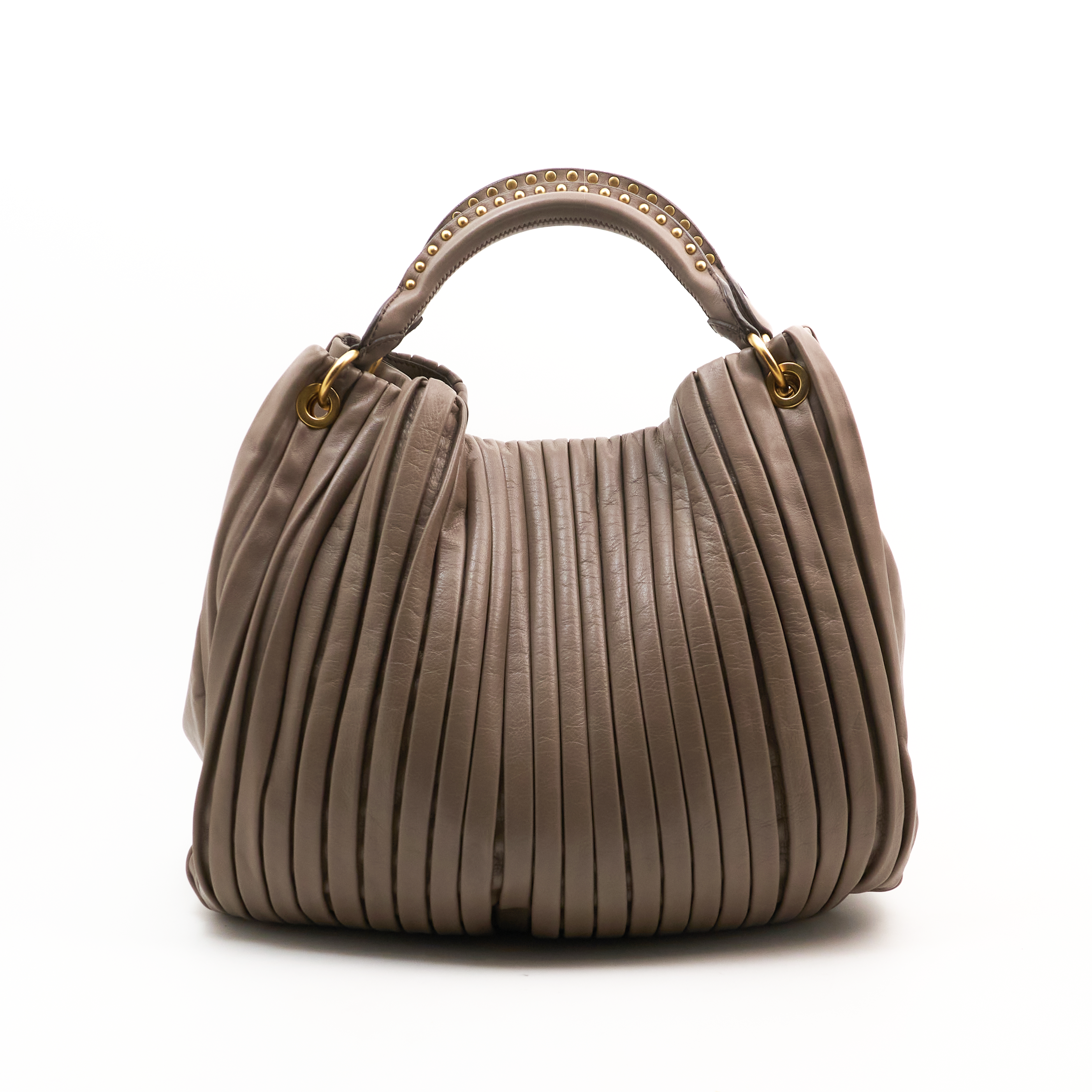 Miu Miu Bosco Plisse Leather Hobo Bag