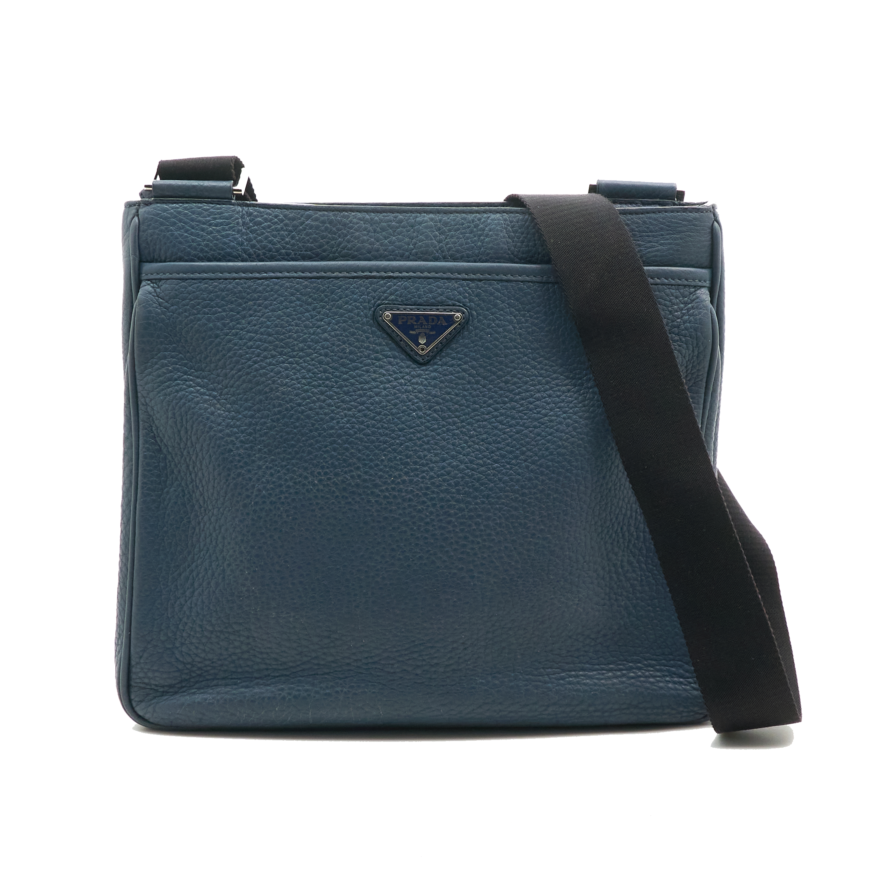 Prada Blue Vitello Diano Messenger Bag