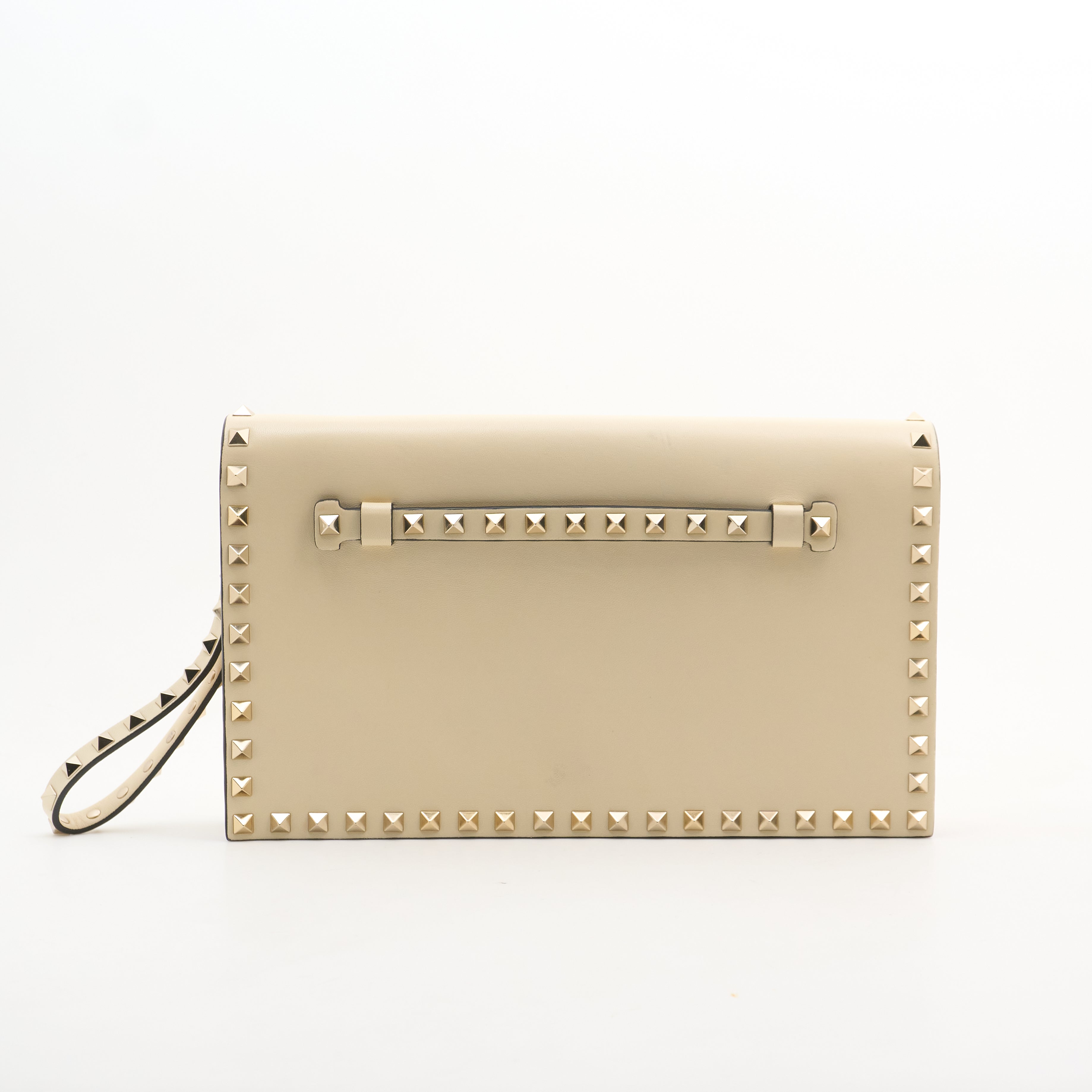 Valentino Garavani Rockstud Cream Clutch