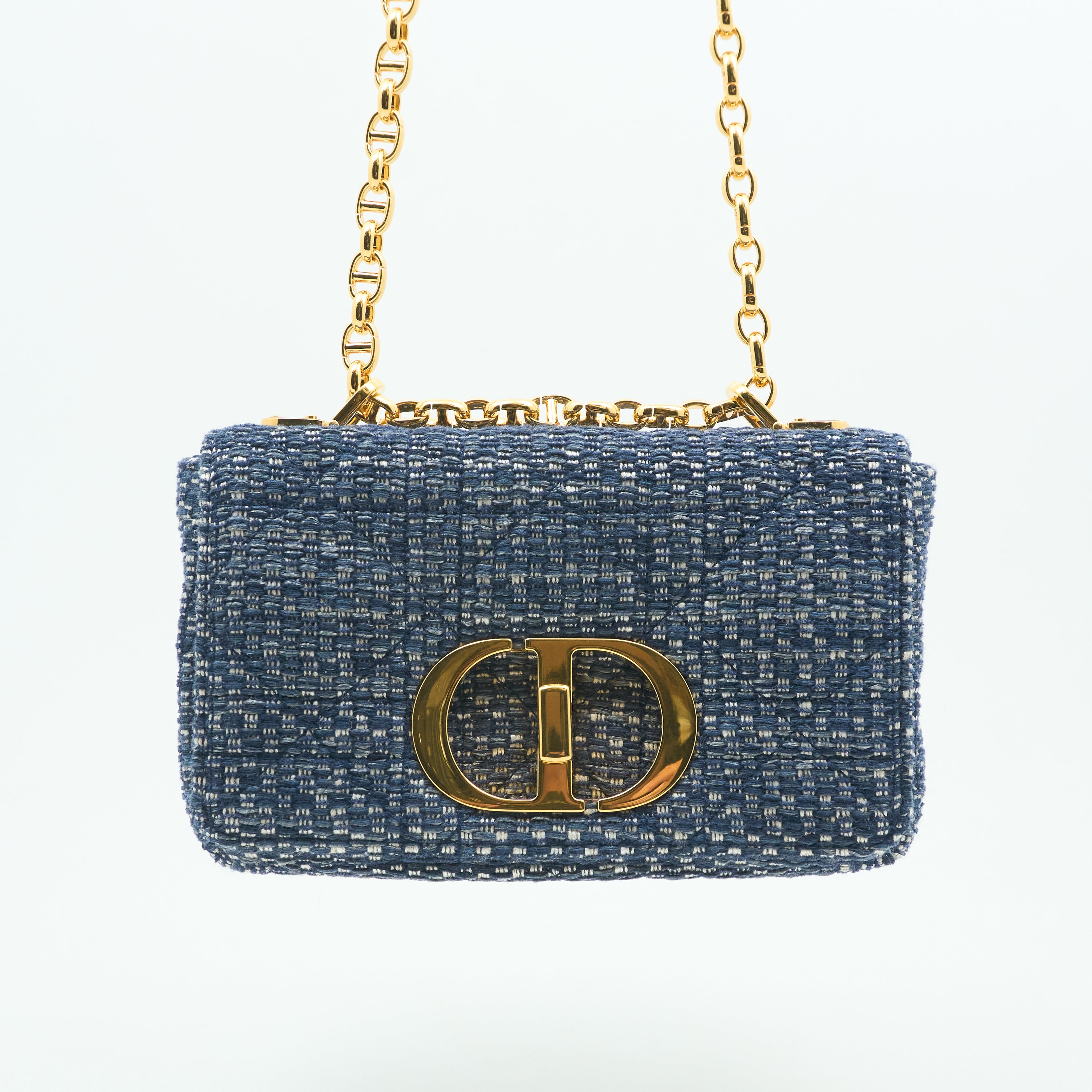 Dior Small Caro Bag in Blue Tweed
