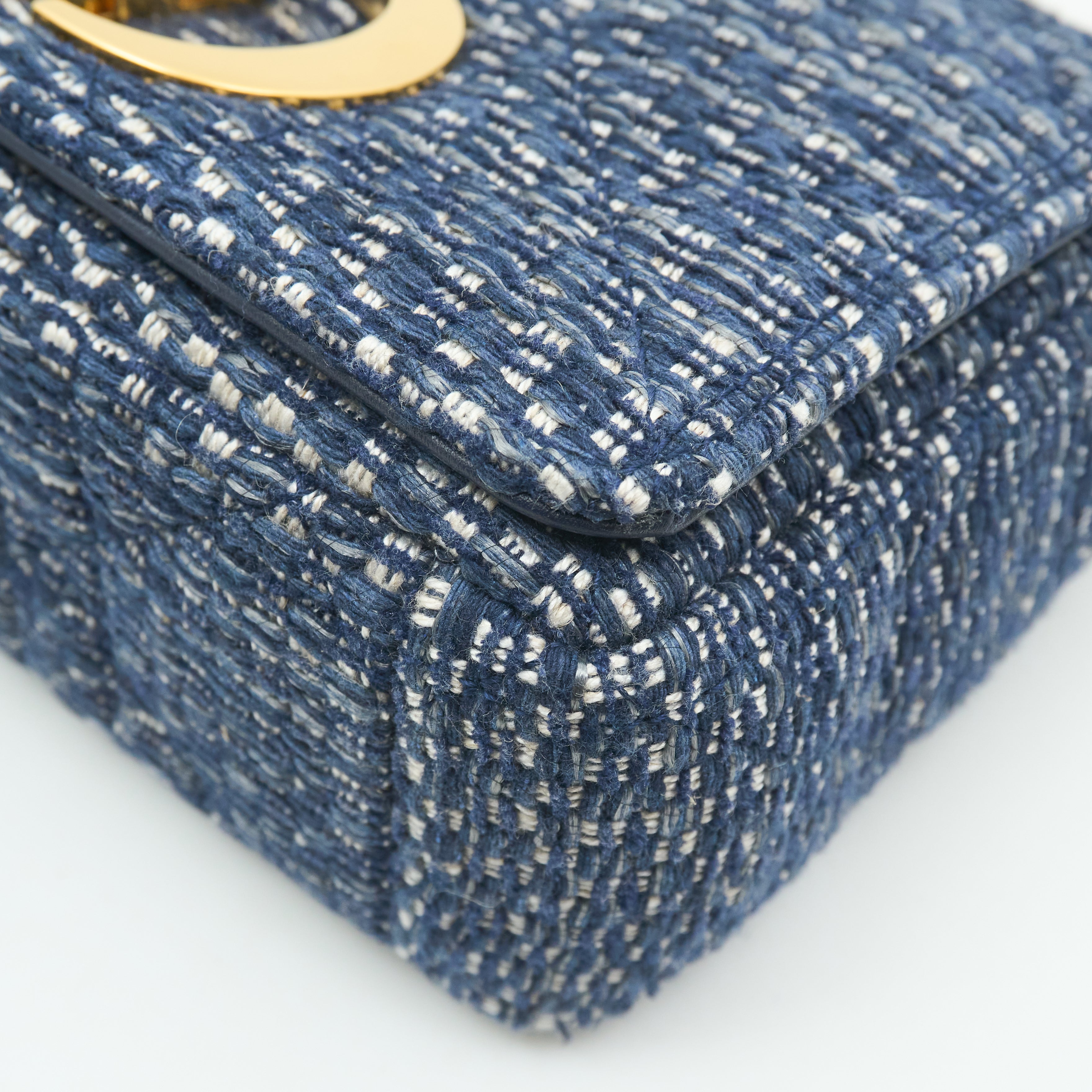 Dior Small Caro Bag in Blue Tweed