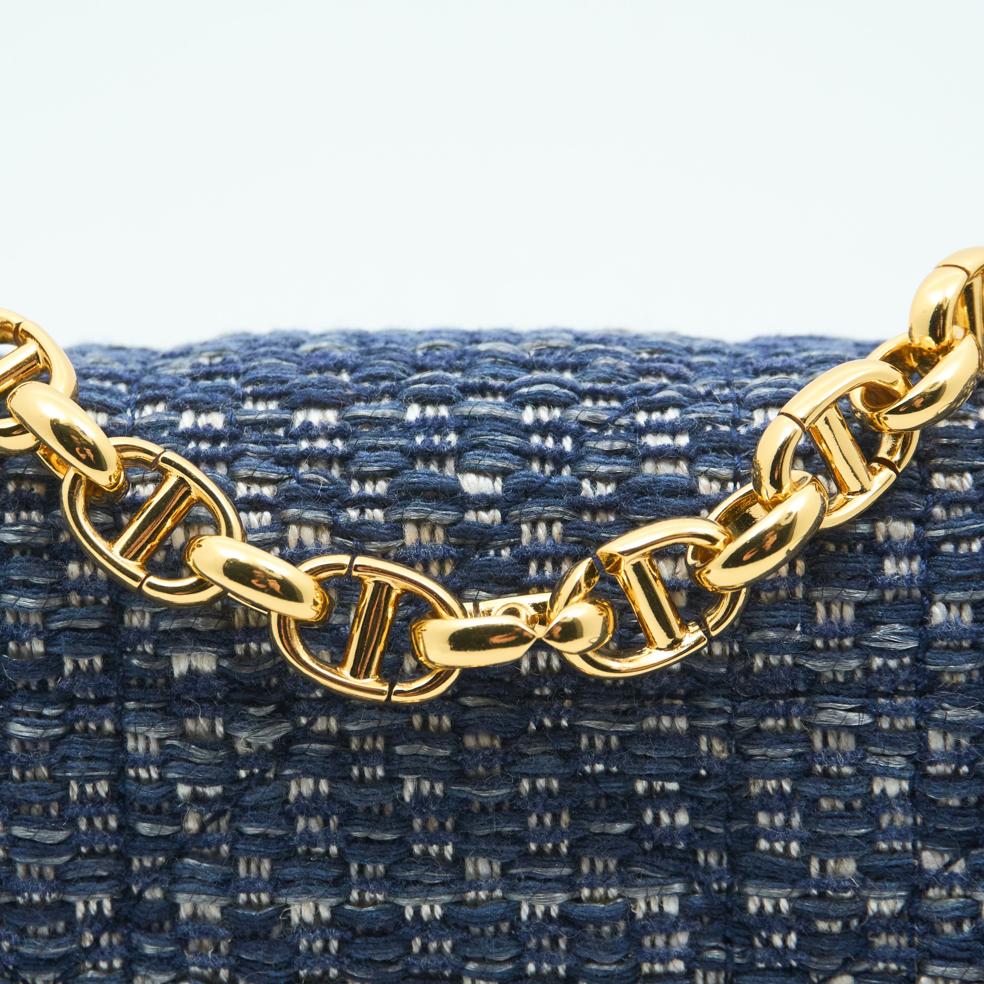 Dior Small Caro Bag in Blue Tweed