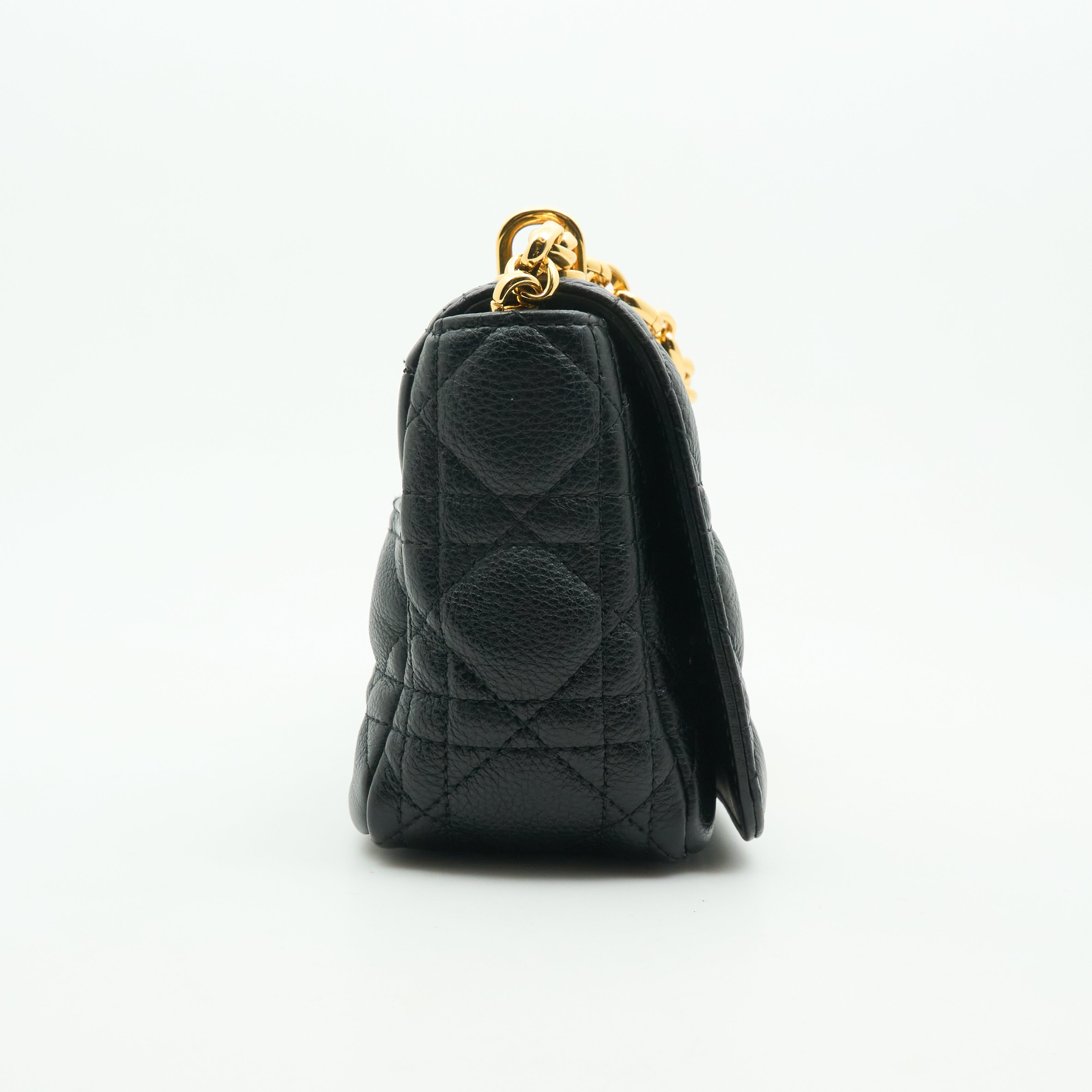 Dior Caro Bag In Black Cannage Calfskin