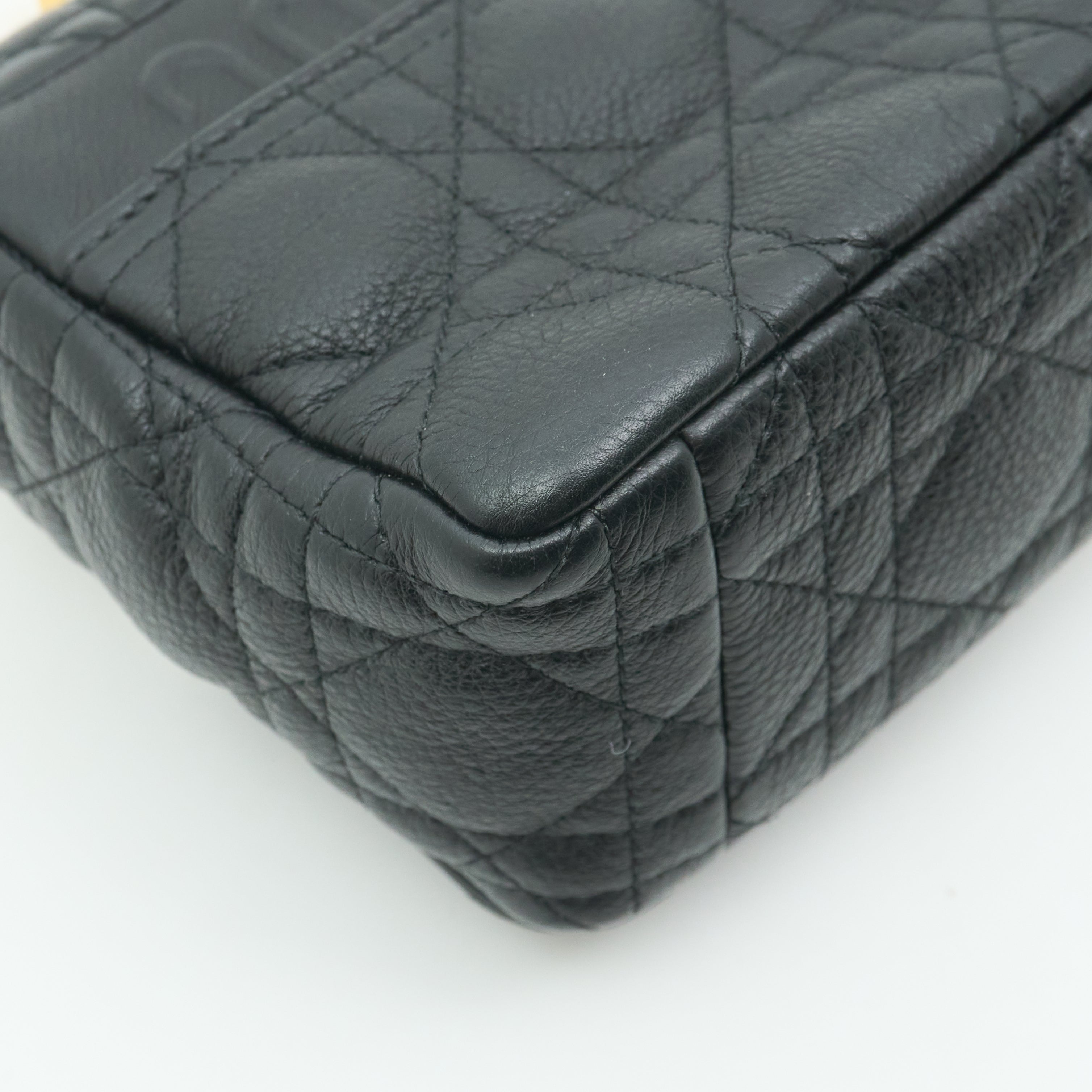 Dior Caro Bag In Black Cannage Calfskin