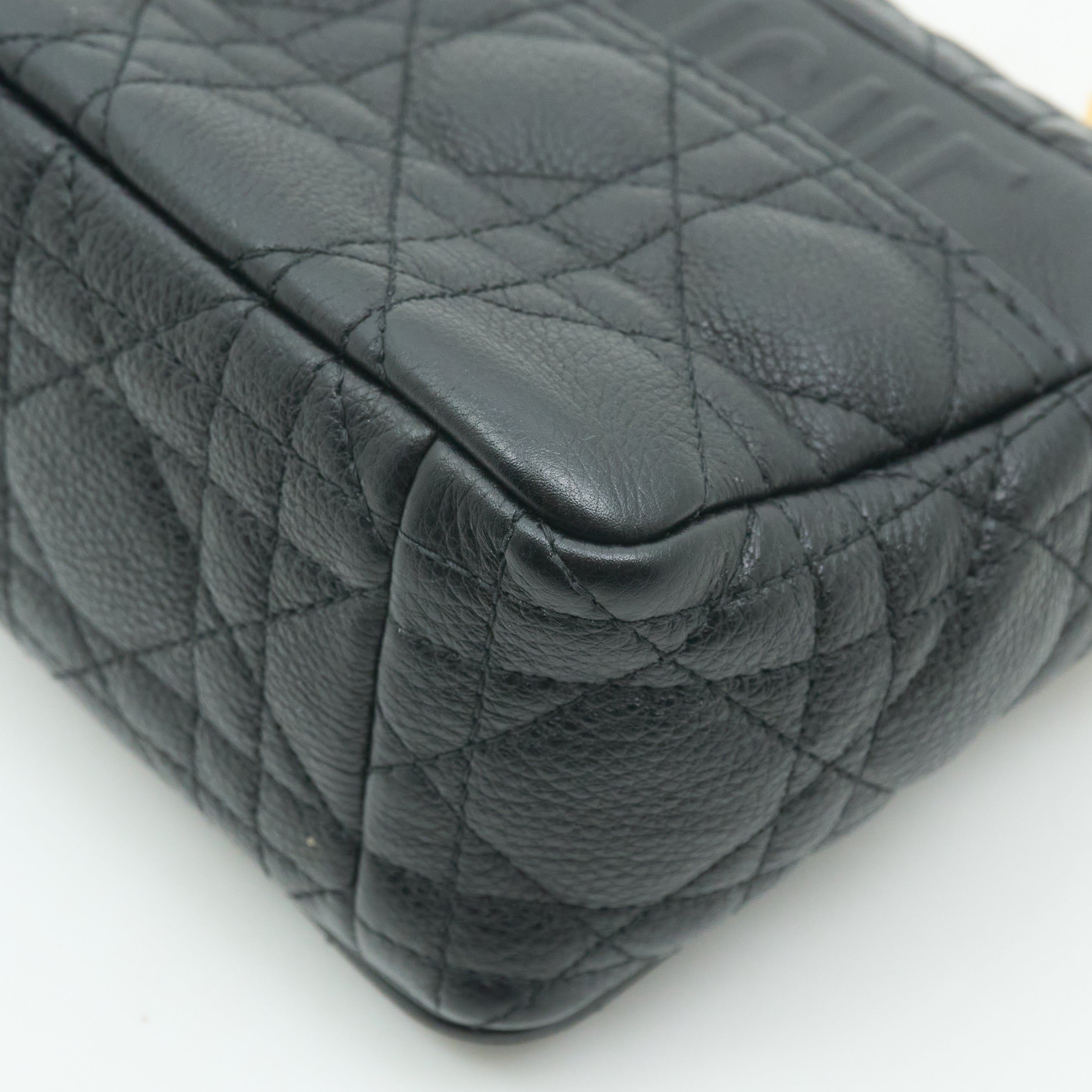 Dior Caro Bag In Black Cannage Calfskin