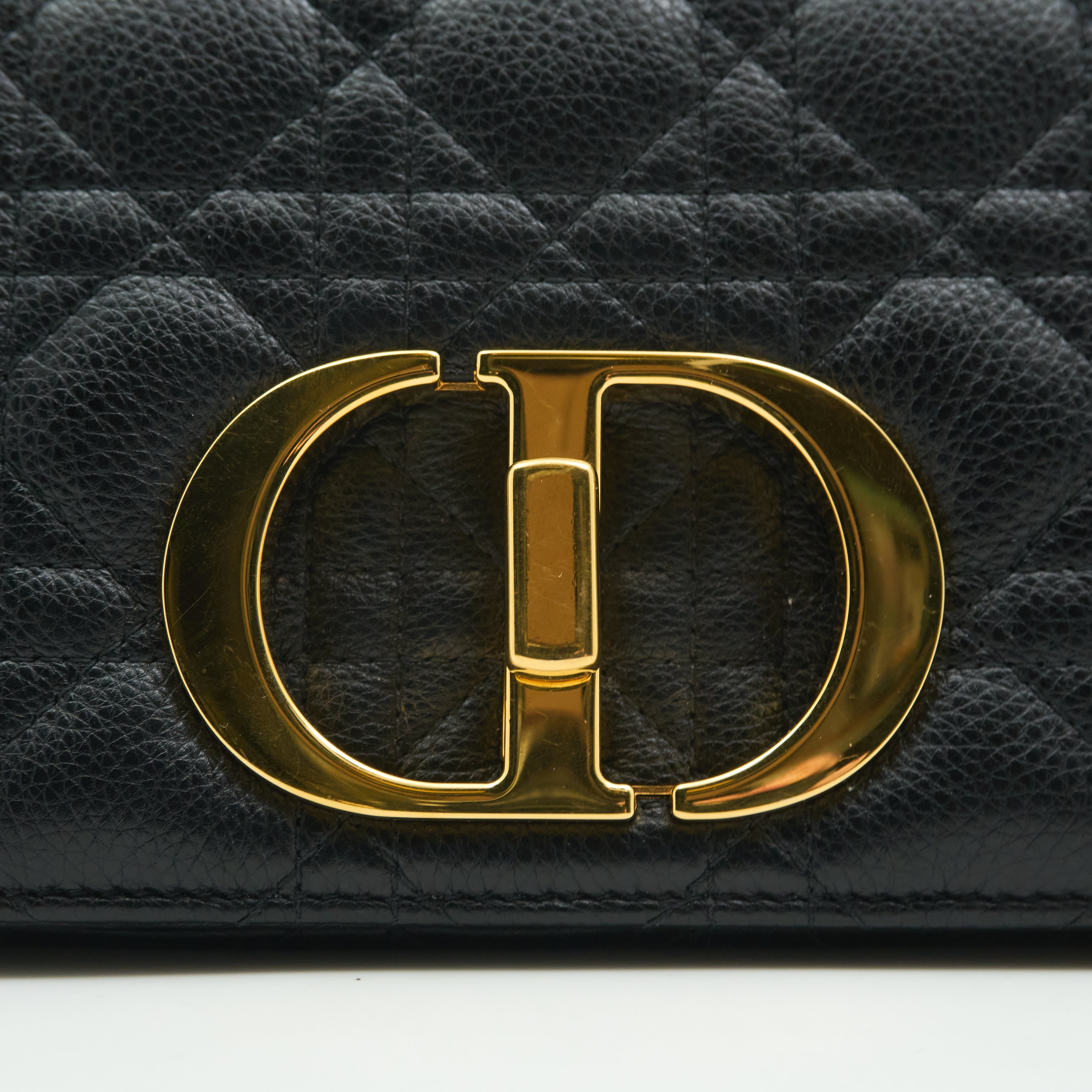 Dior Caro Bag In Black Cannage Calfskin