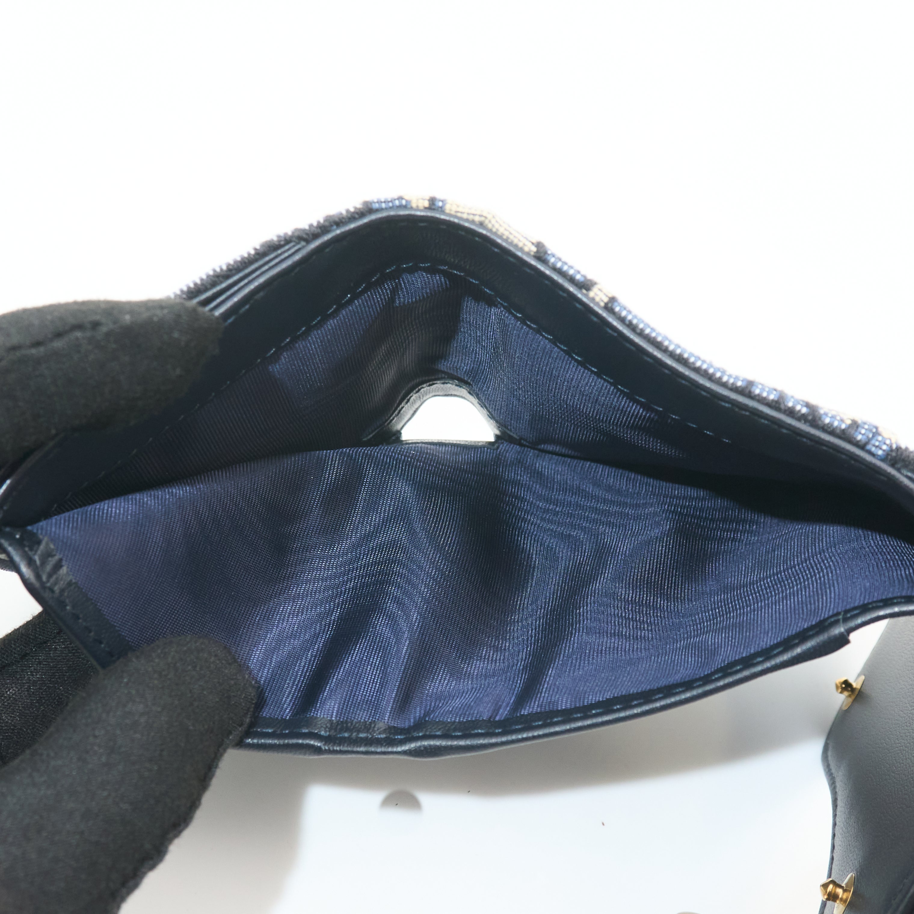 Dior Saddle Lotus Wallet In Blue Oblique
