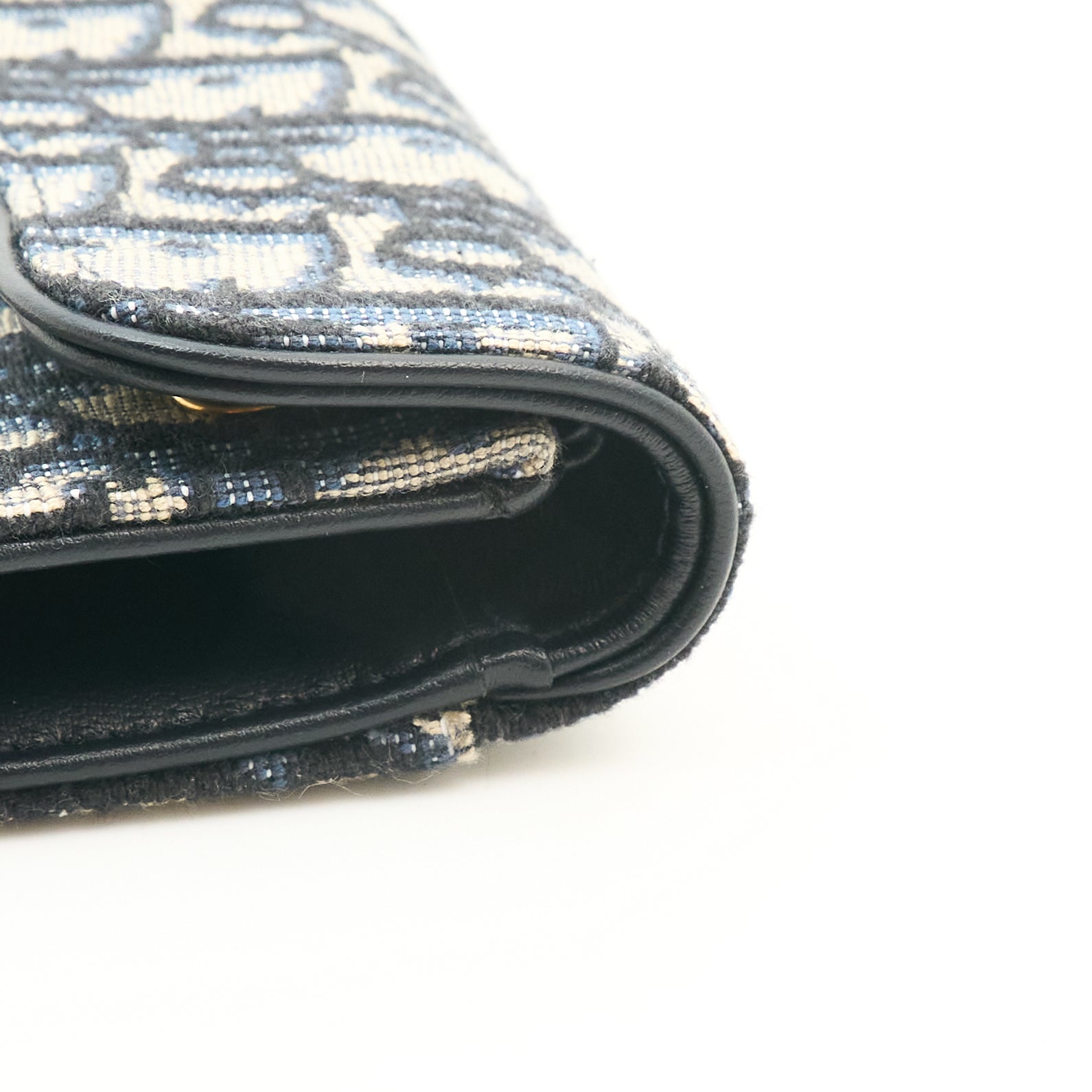 Dior Saddle Lotus Wallet In Blue Oblique