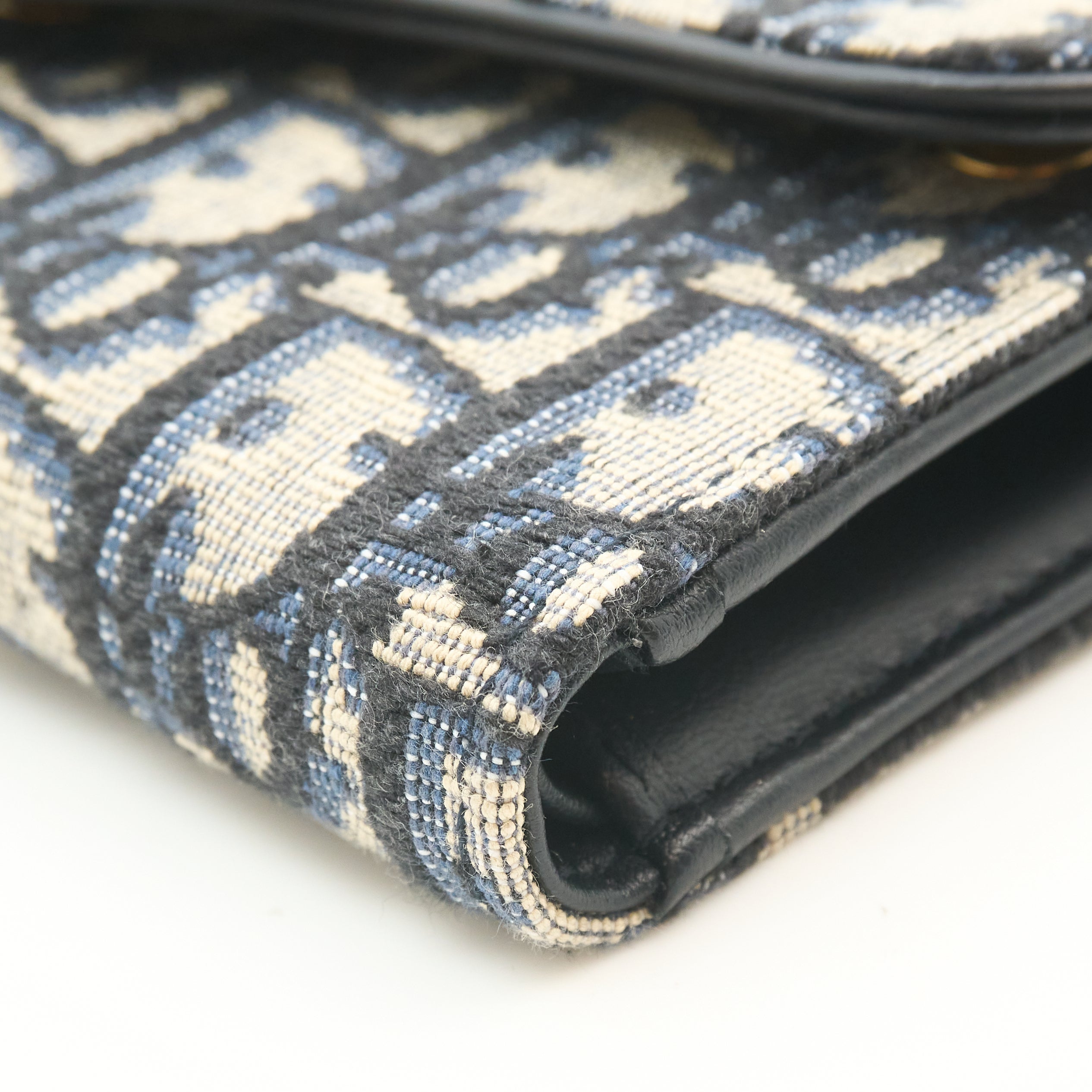 Dior Saddle Lotus Wallet In Blue Oblique