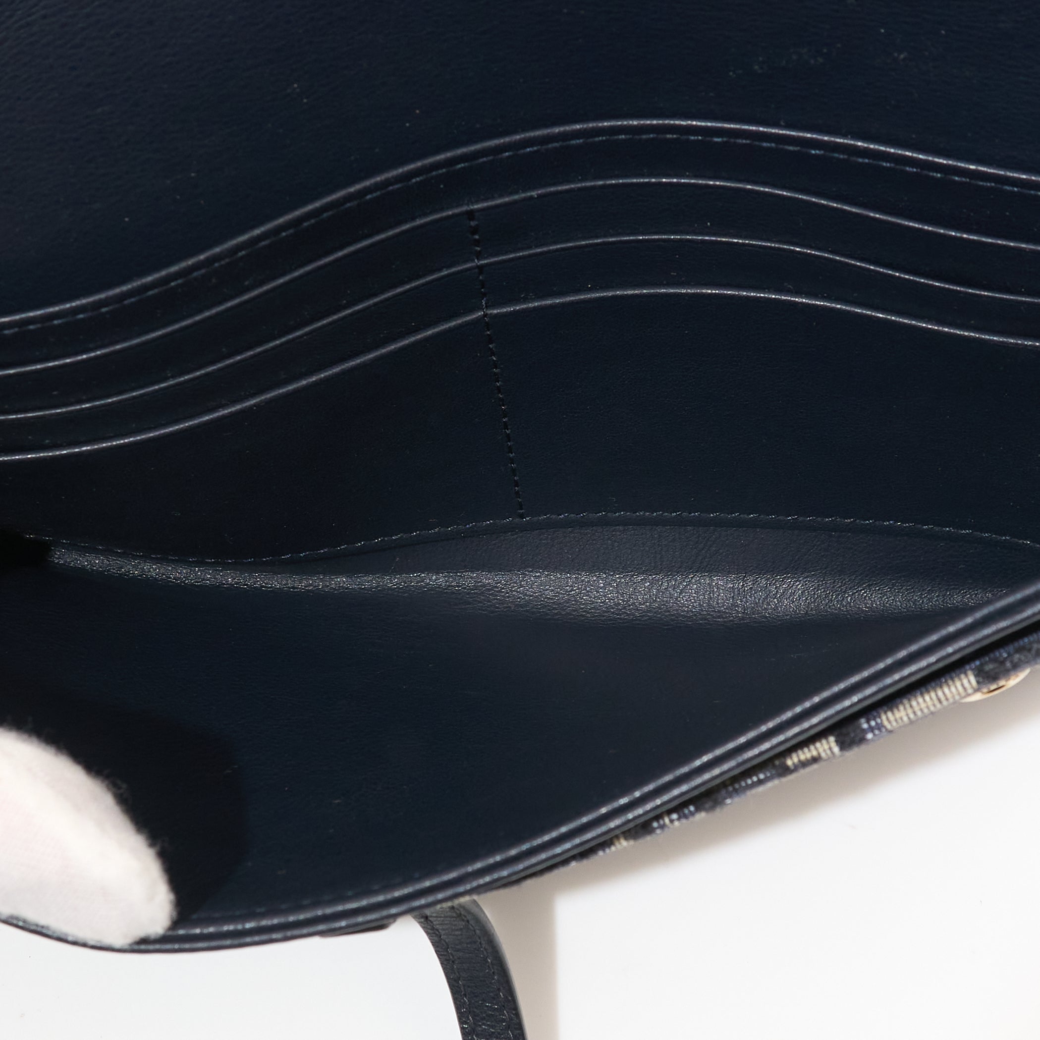 Dior Small Saddle Pouch with Chain in Blue Oblique