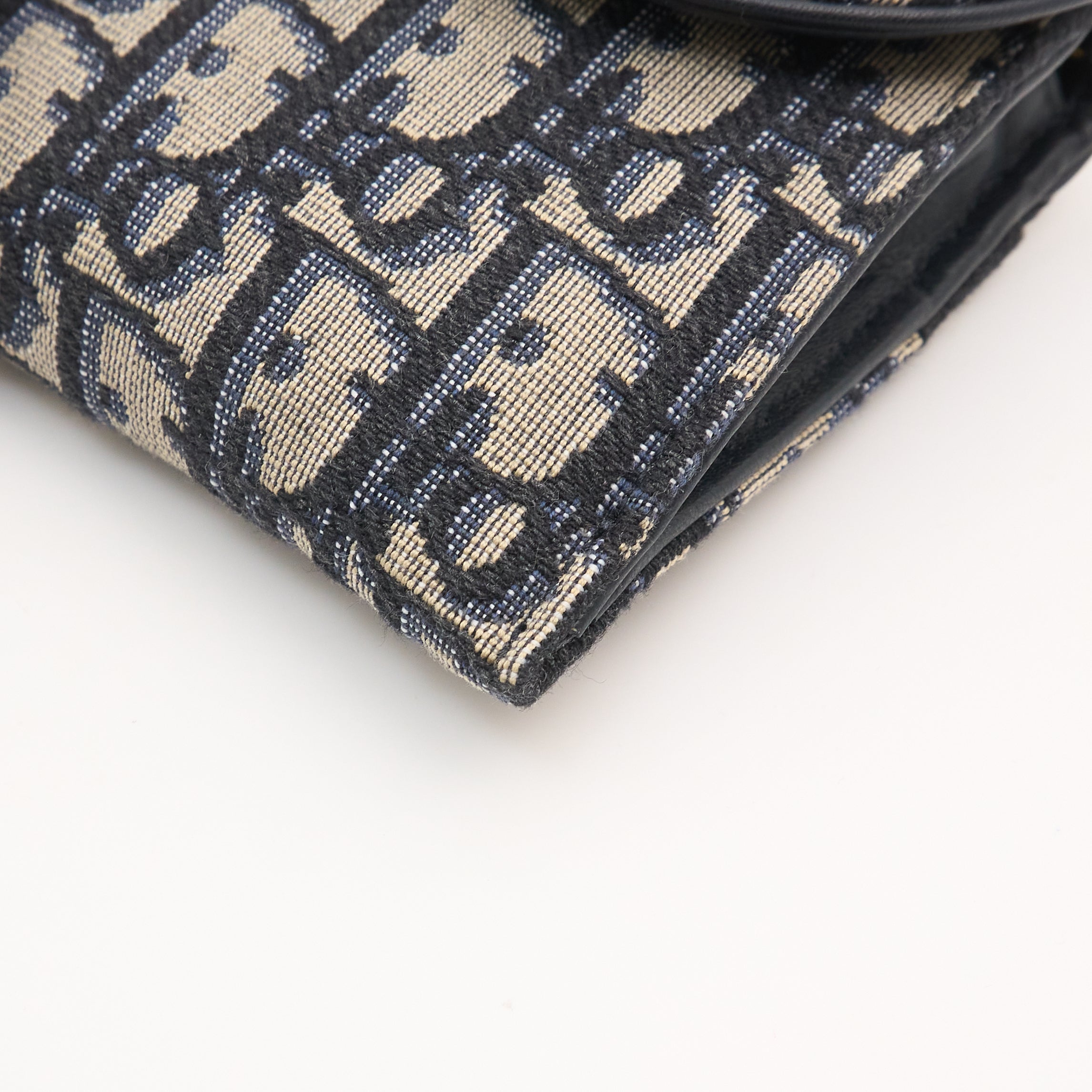 Dior Small Saddle Pouch with Chain in Blue Oblique