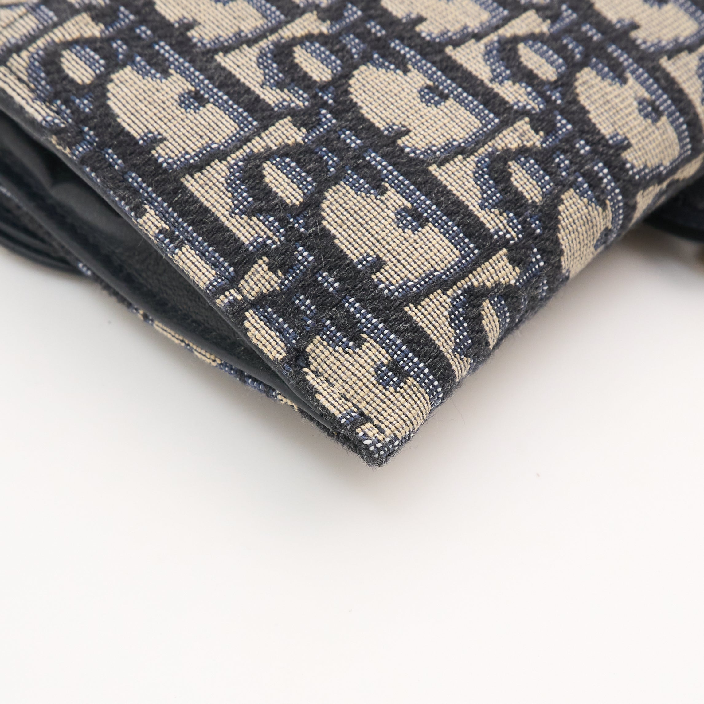 Dior Small Saddle Pouch with Chain in Blue Oblique