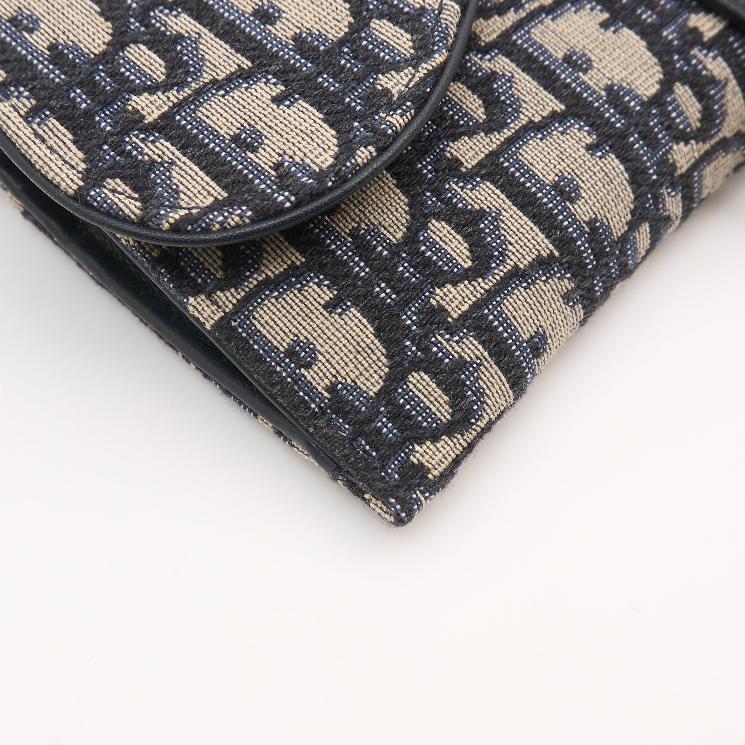 Dior Small Saddle Pouch with Chain in Blue Oblique