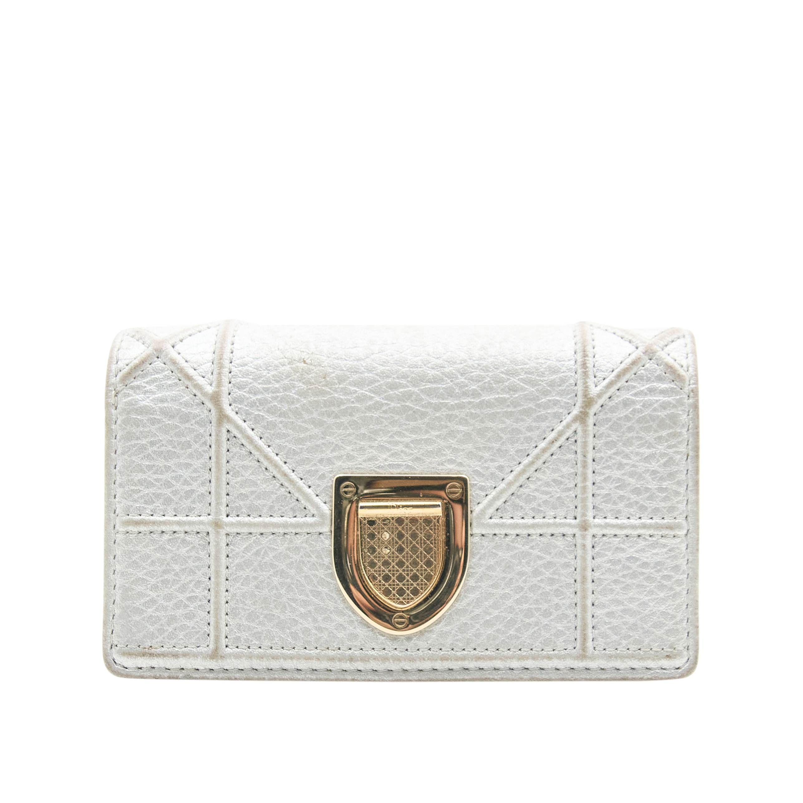 Christian Dior Diorama Silver Leather Wallet