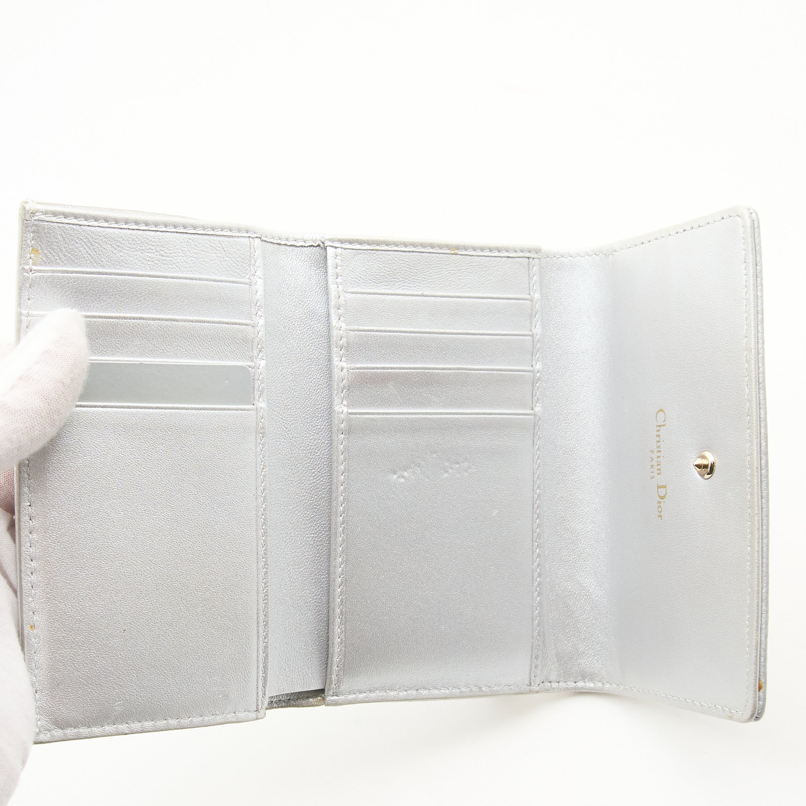 Christian Dior Diorama Silver Leather Wallet
