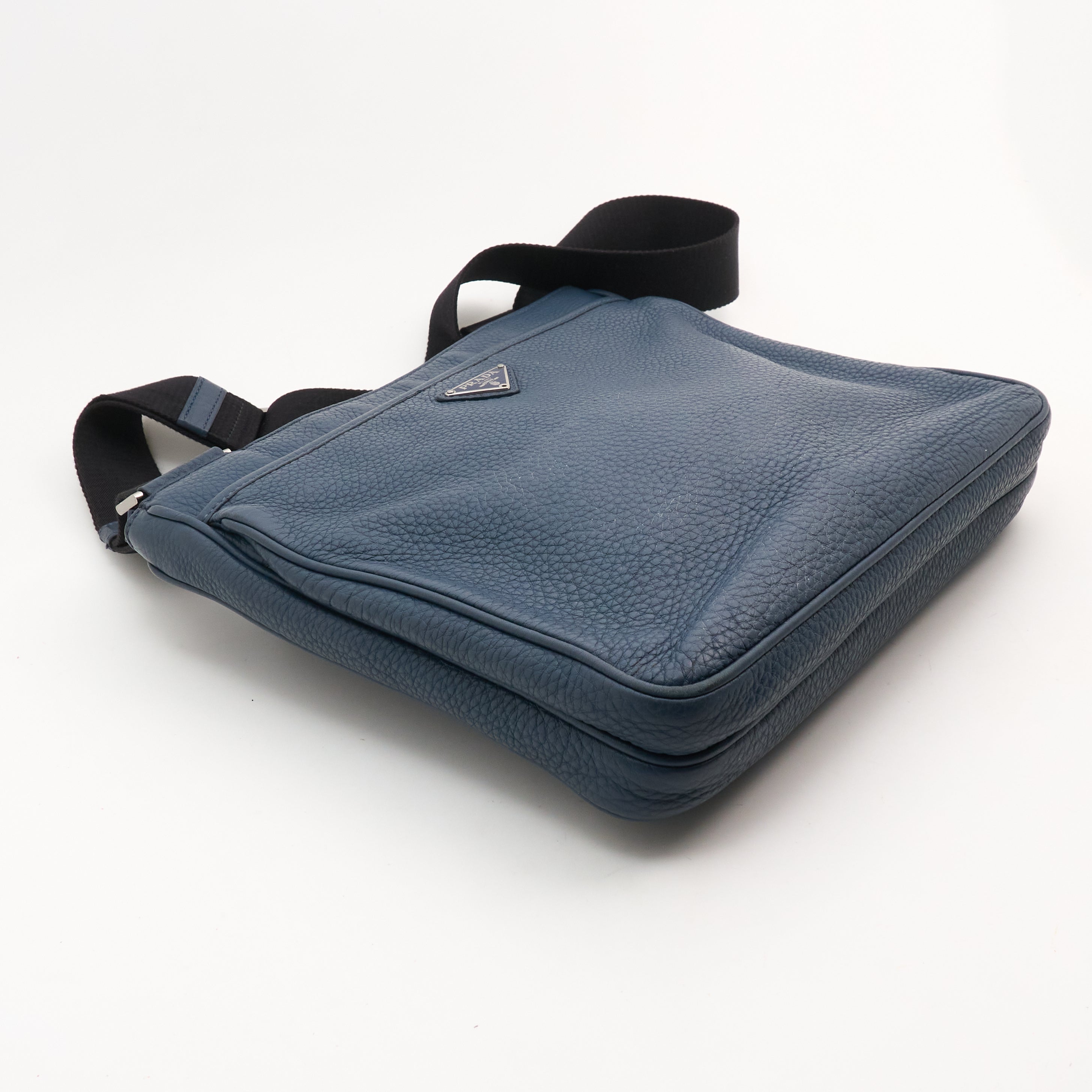 Prada Blue Vitello Diano Messenger Bag