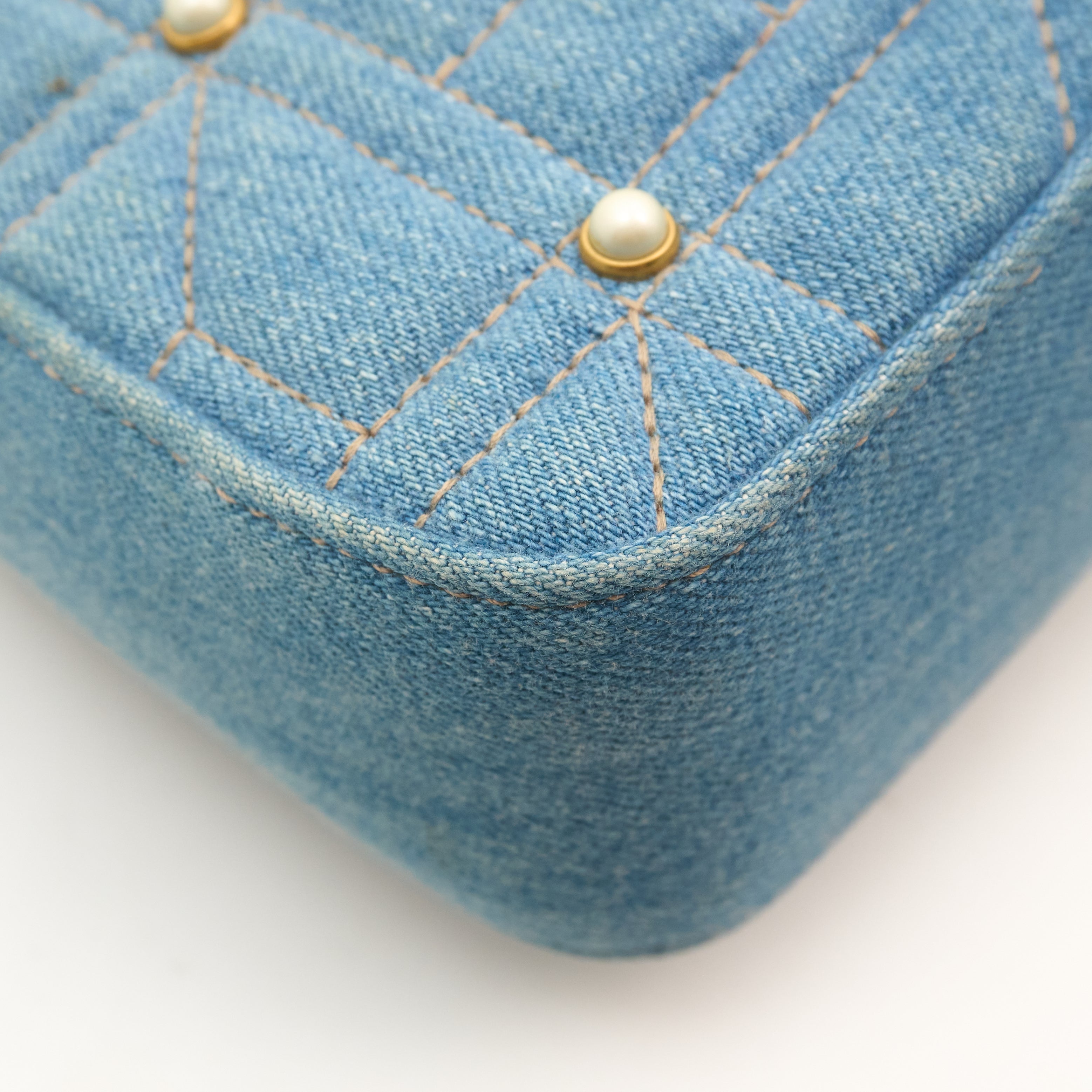 Gucci GG Marmont Denim Pearl Shoulder Bag