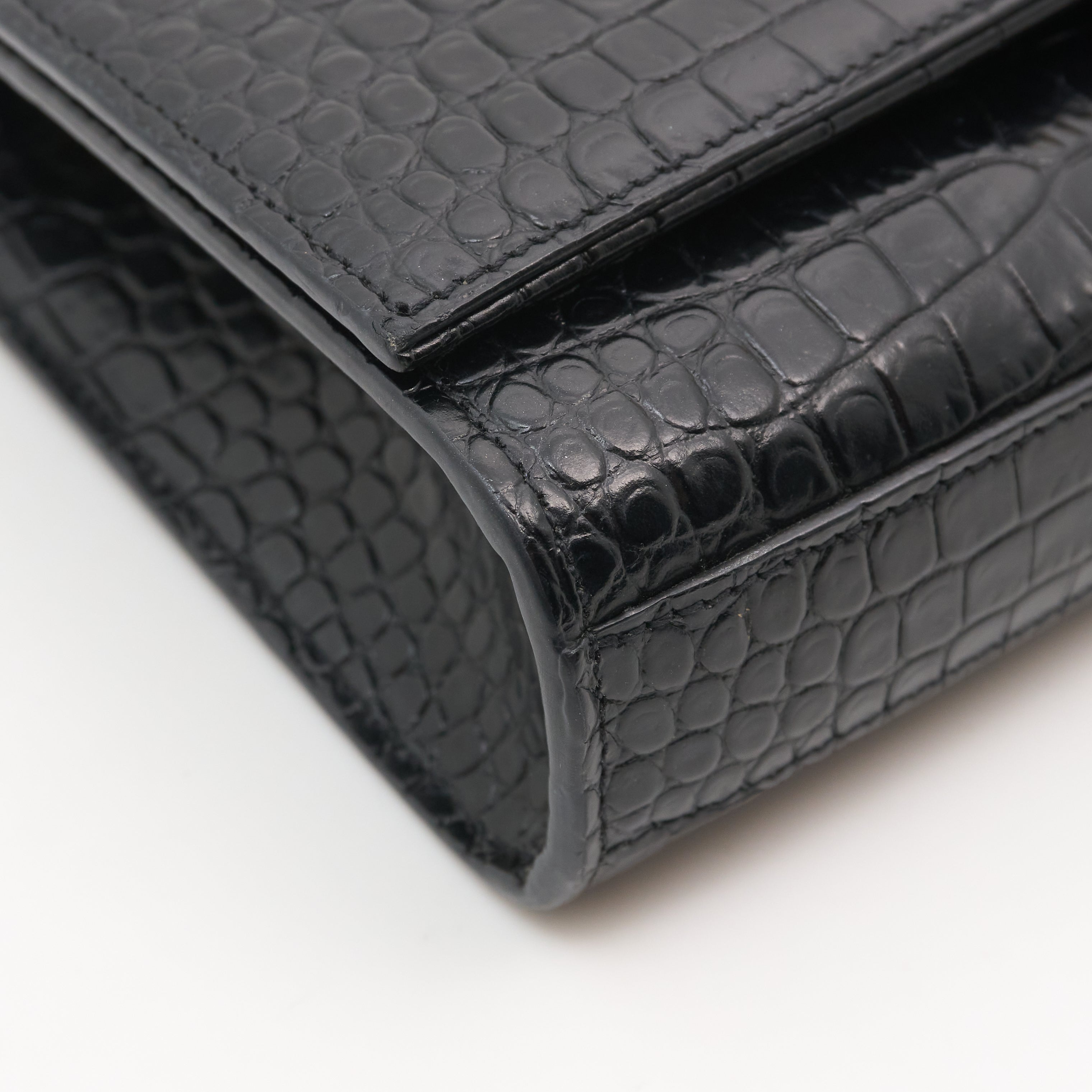 Saint Laurent Kate Tassel Crocodile Embossed Leather Bag