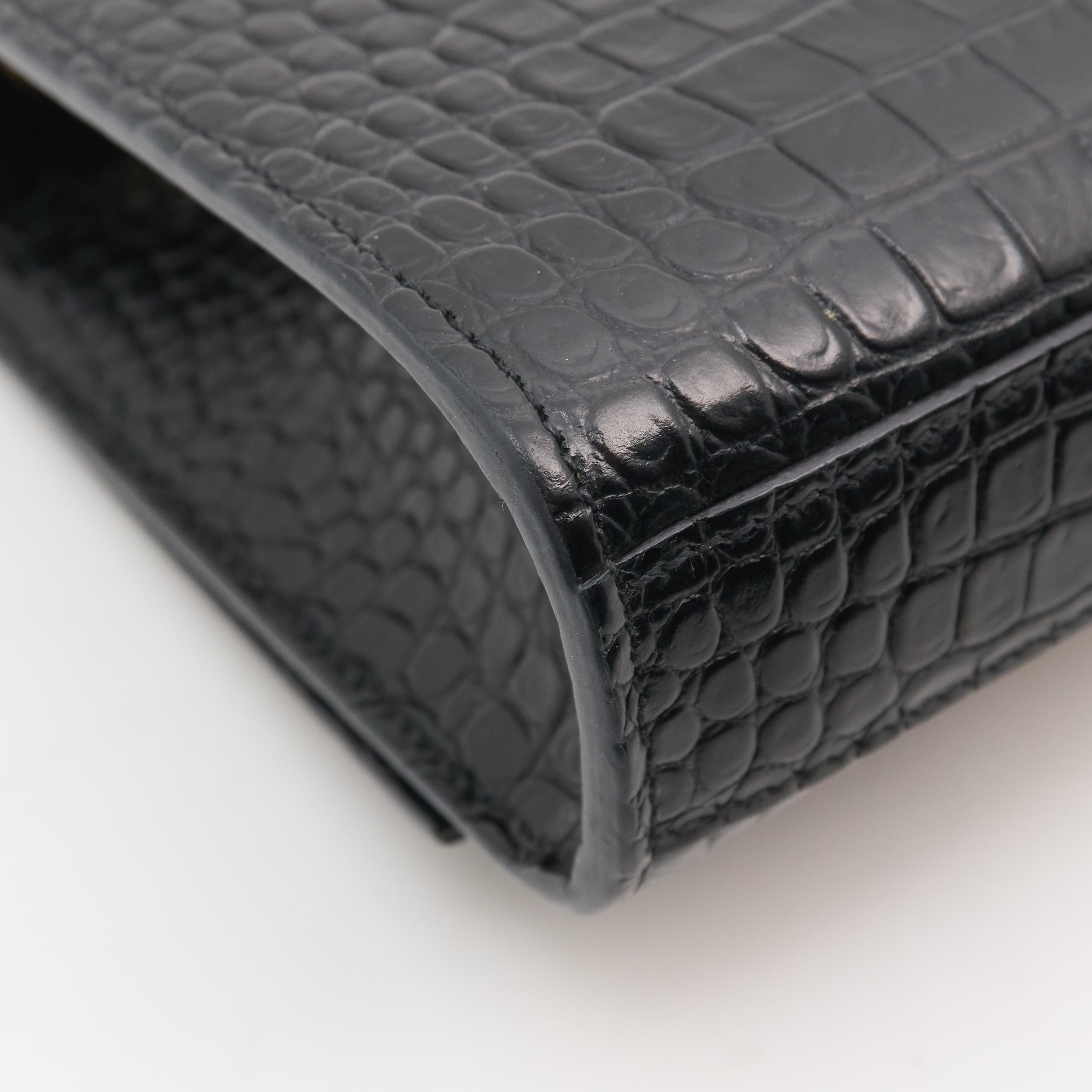 Saint Laurent Kate Tassel Crocodile Embossed Leather Bag