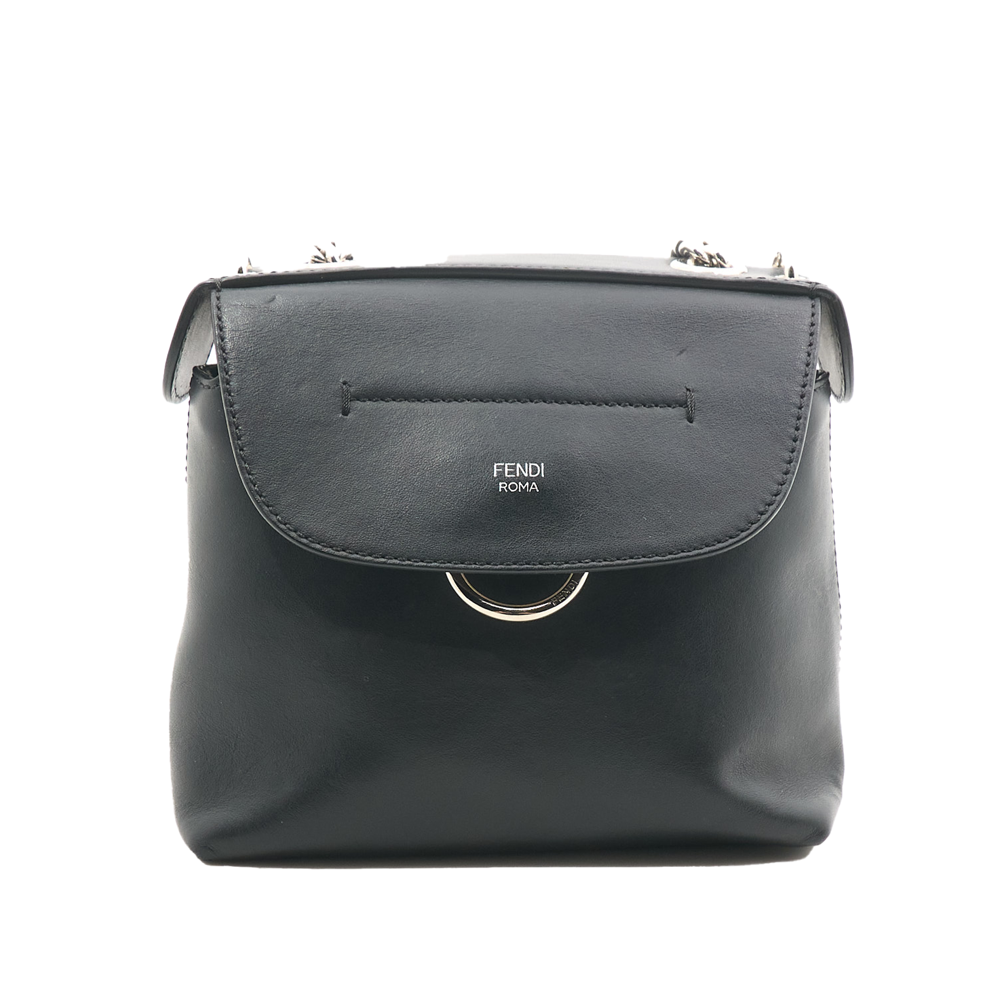 Fendi Black Leather Backpack