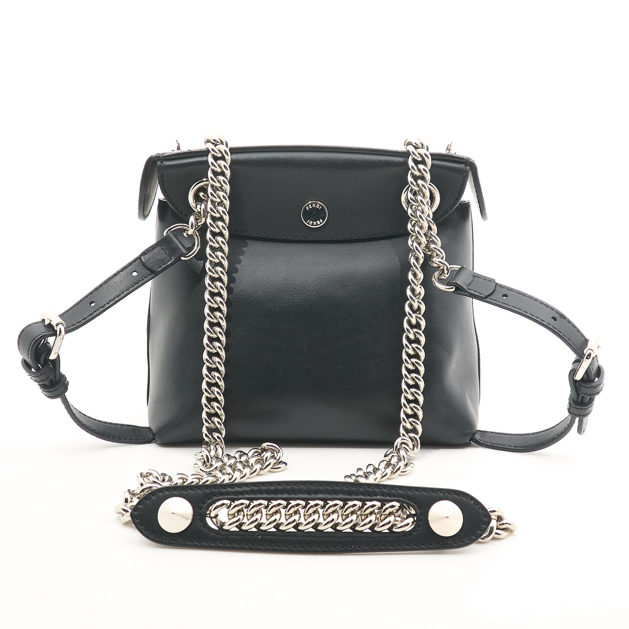 Fendi Black Leather Backpack