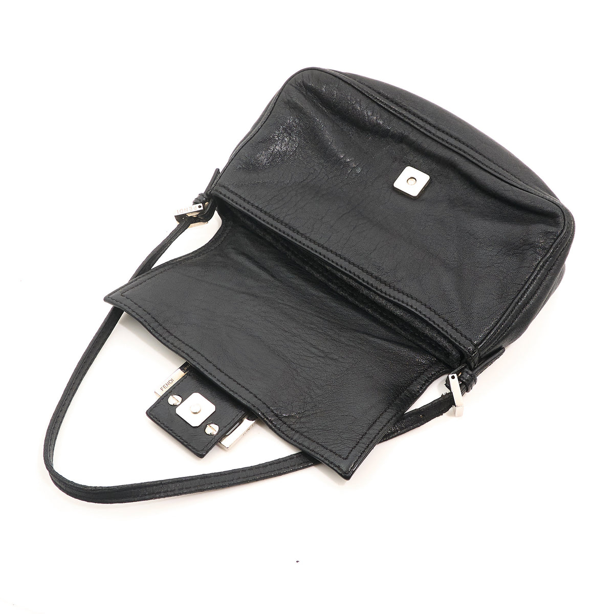 Fendi Vintage Black Leather Mamma Baguette Bag