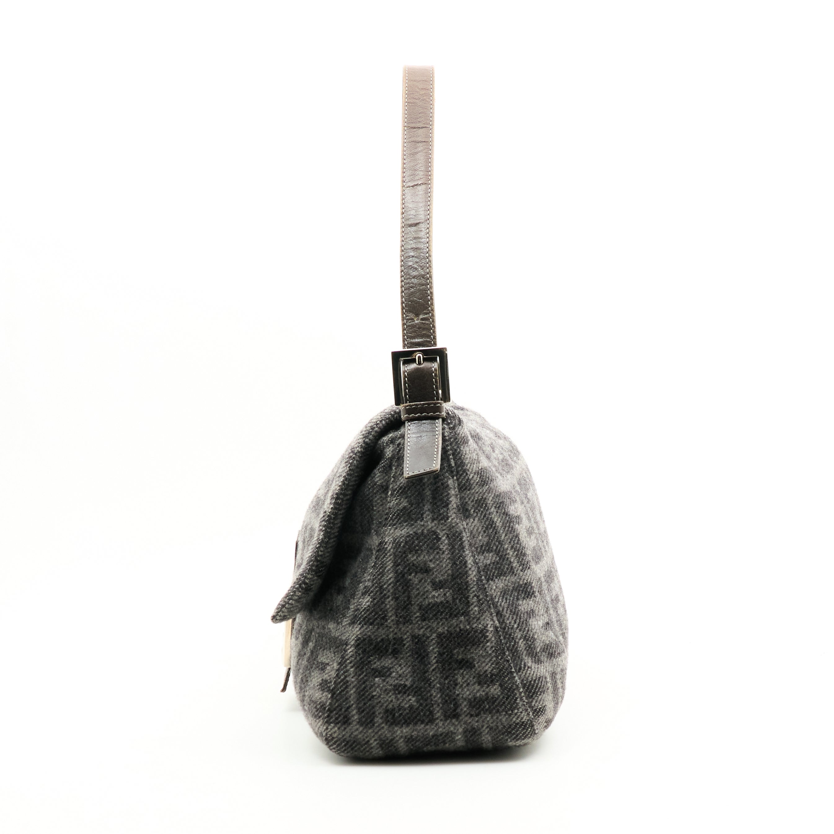 Fendi Zucca Wool Shoulder  Bag