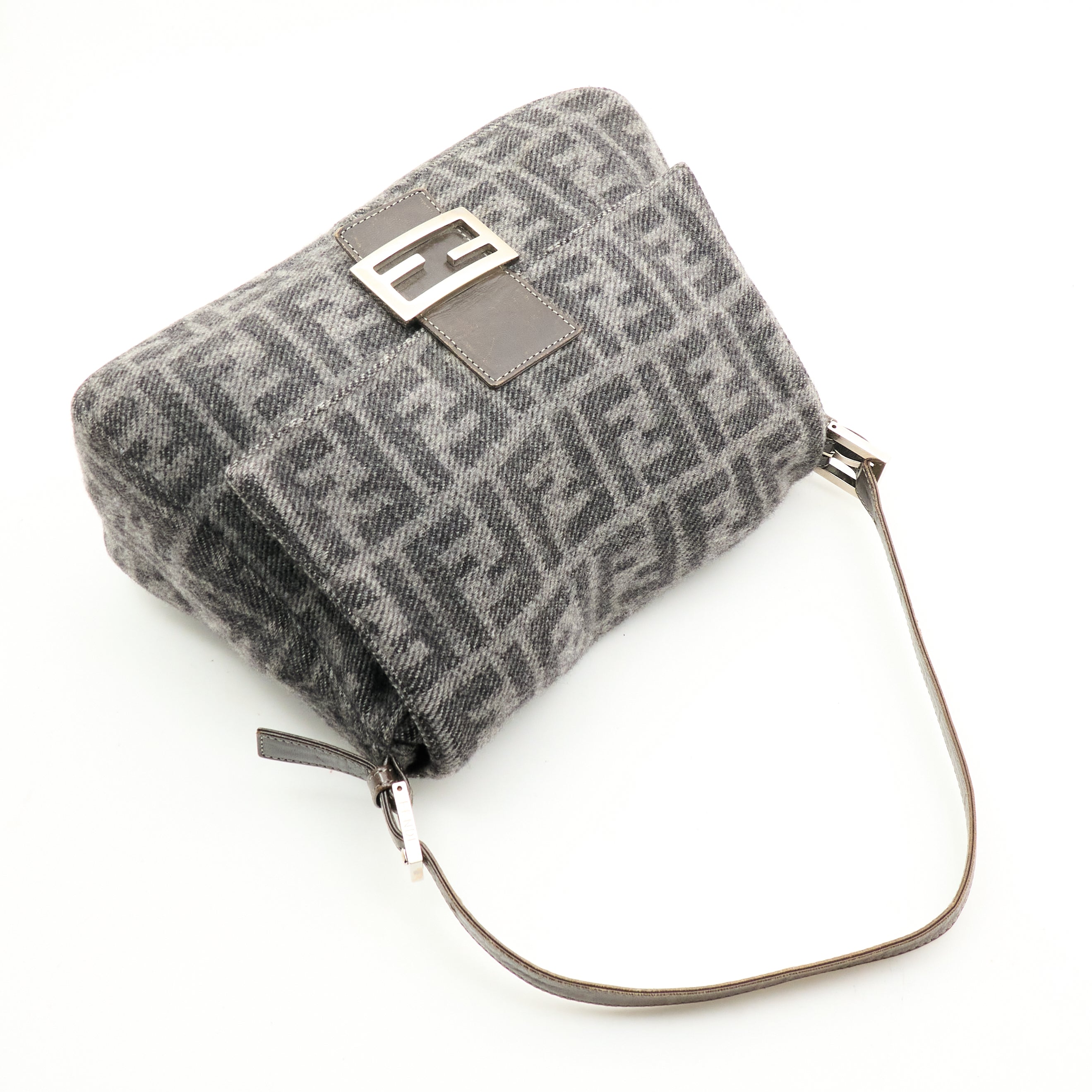 Fendi Zucca Wool Shoulder  Bag