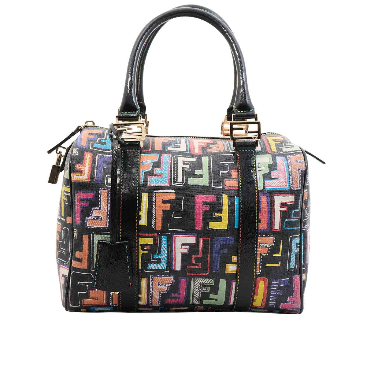 Fendi Canvas Boston Bag in Rainbow Monogram